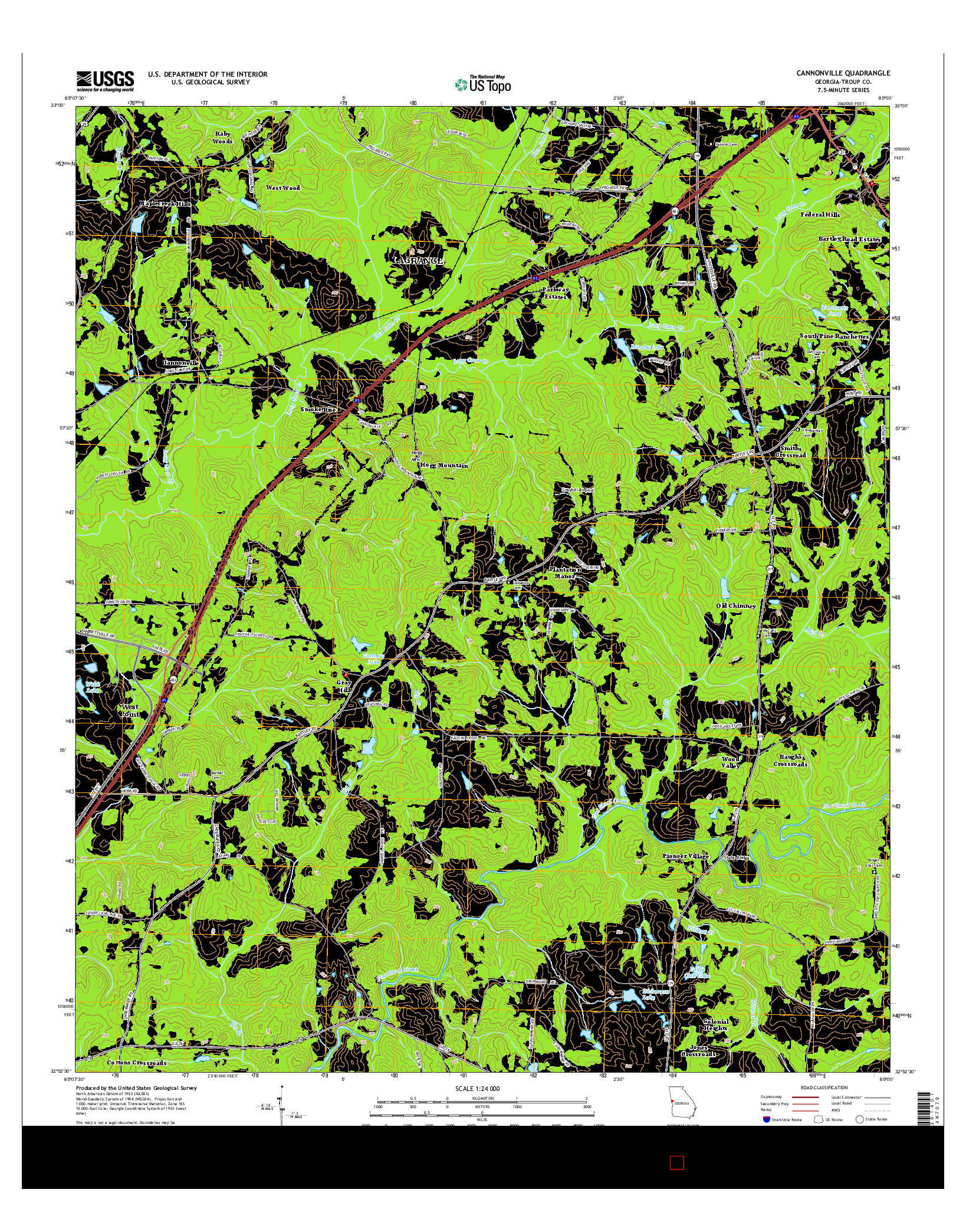 USGS US TOPO 7.5-MINUTE MAP FOR CANNONVILLE, GA 2014