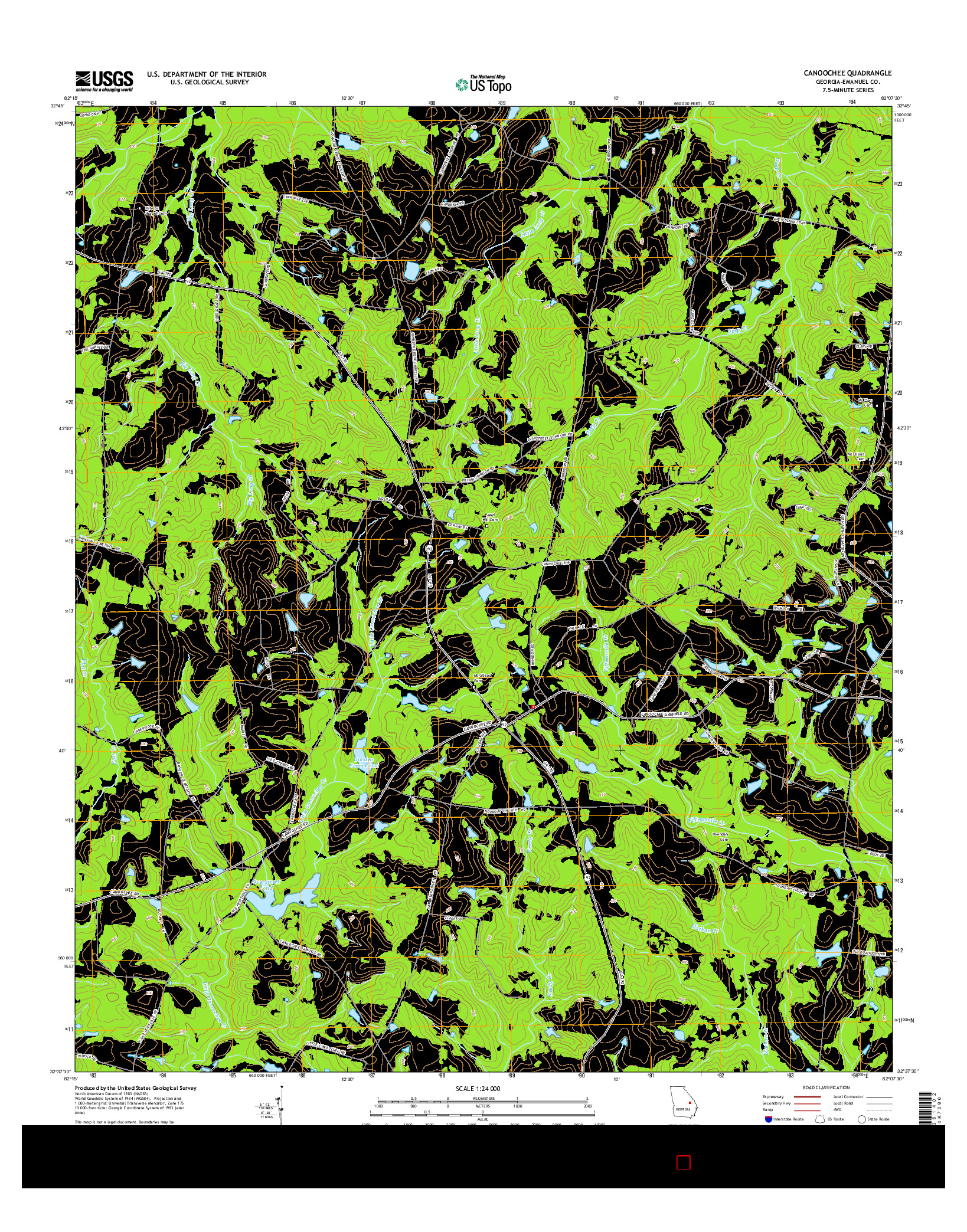 USGS US TOPO 7.5-MINUTE MAP FOR CANOOCHEE, GA 2014