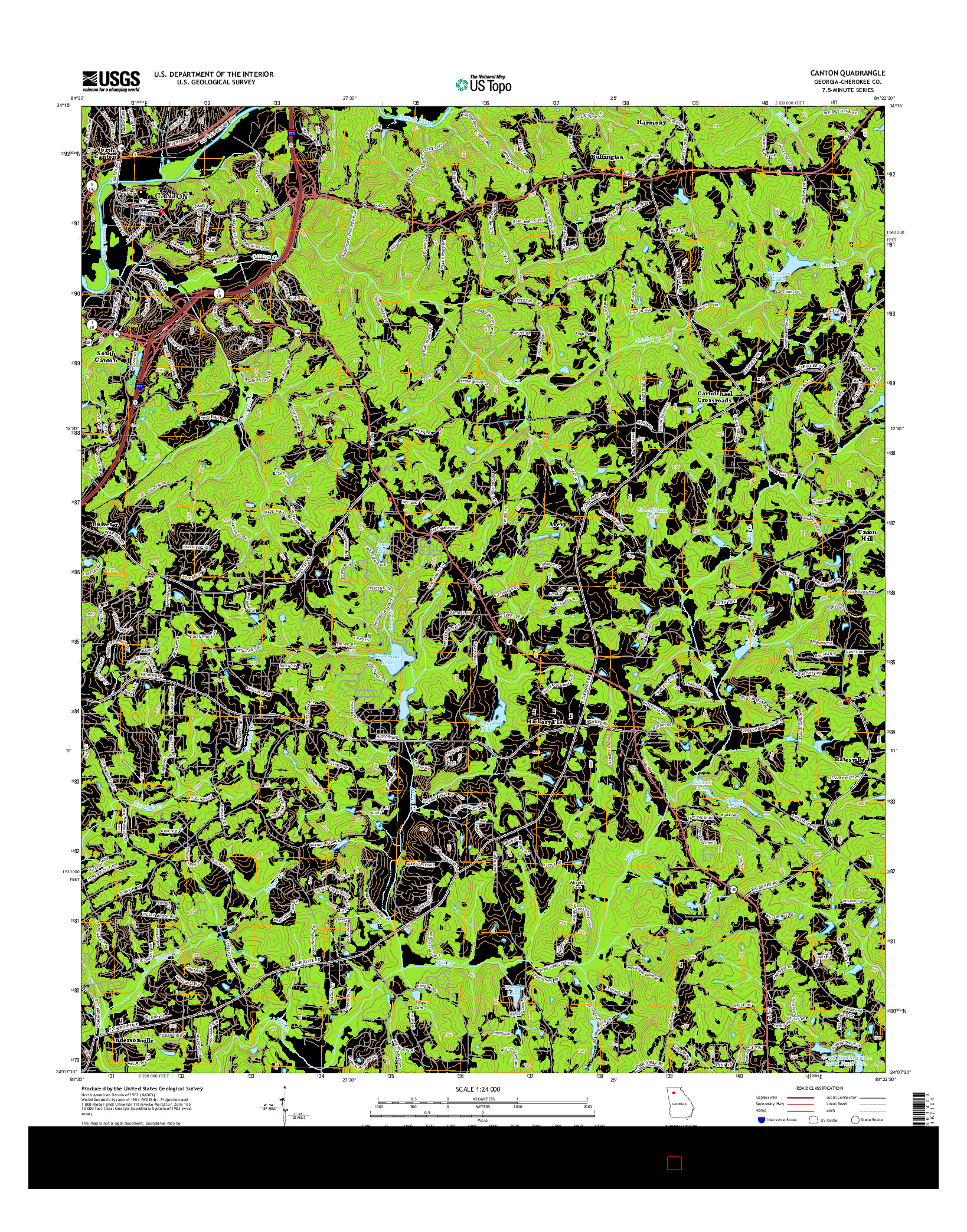 USGS US TOPO 7.5-MINUTE MAP FOR CANTON, GA 2014