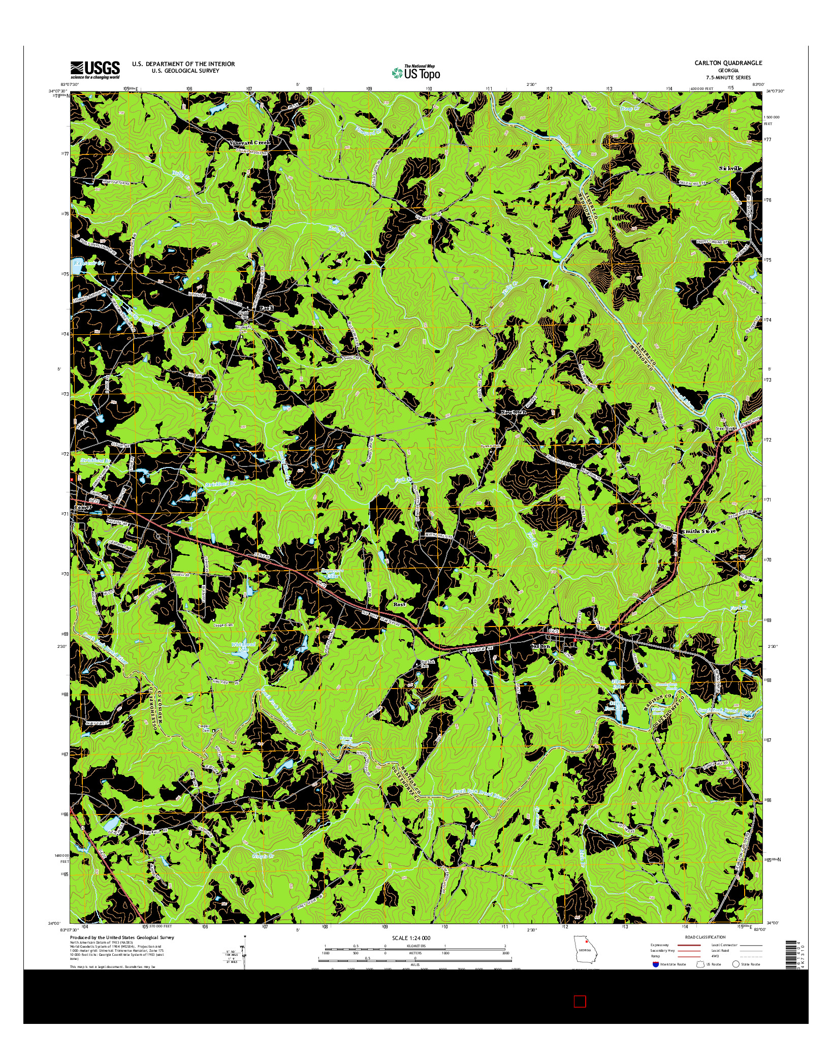 USGS US TOPO 7.5-MINUTE MAP FOR CARLTON, GA 2014