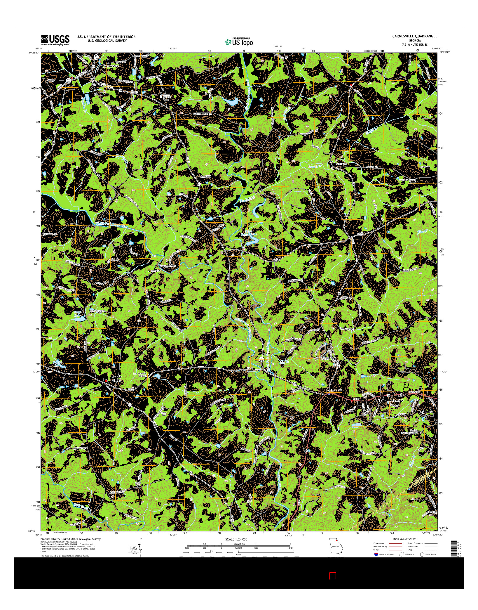 USGS US TOPO 7.5-MINUTE MAP FOR CARNESVILLE, GA 2014