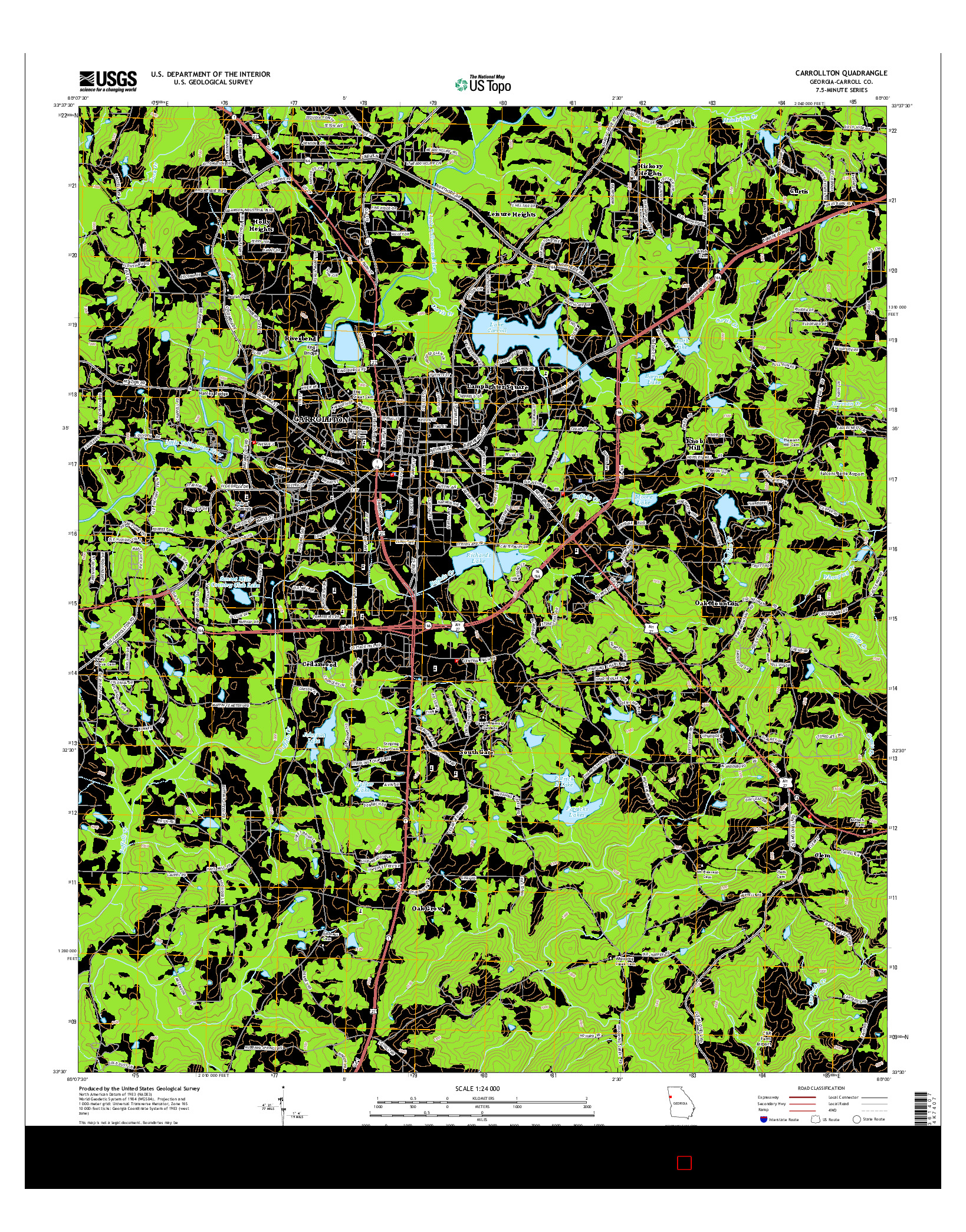 USGS US TOPO 7.5-MINUTE MAP FOR CARROLLTON, GA 2014