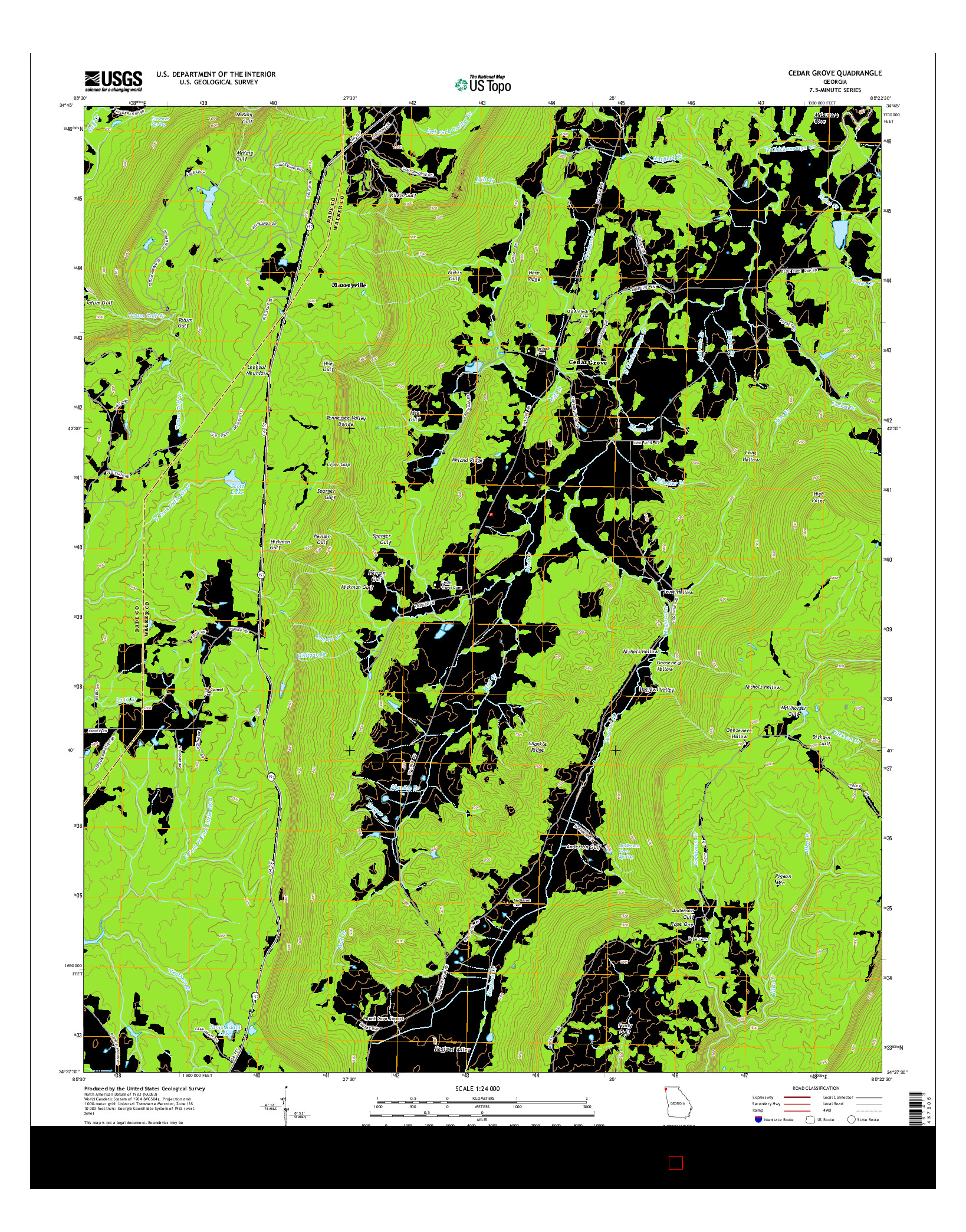 USGS US TOPO 7.5-MINUTE MAP FOR CEDAR GROVE, GA 2014