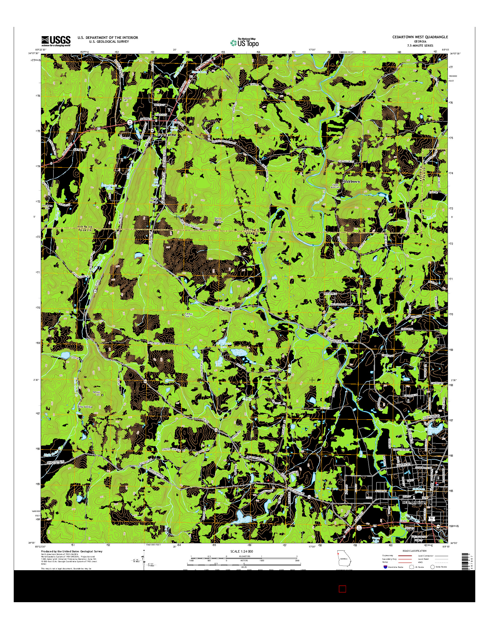 USGS US TOPO 7.5-MINUTE MAP FOR CEDARTOWN WEST, GA 2014