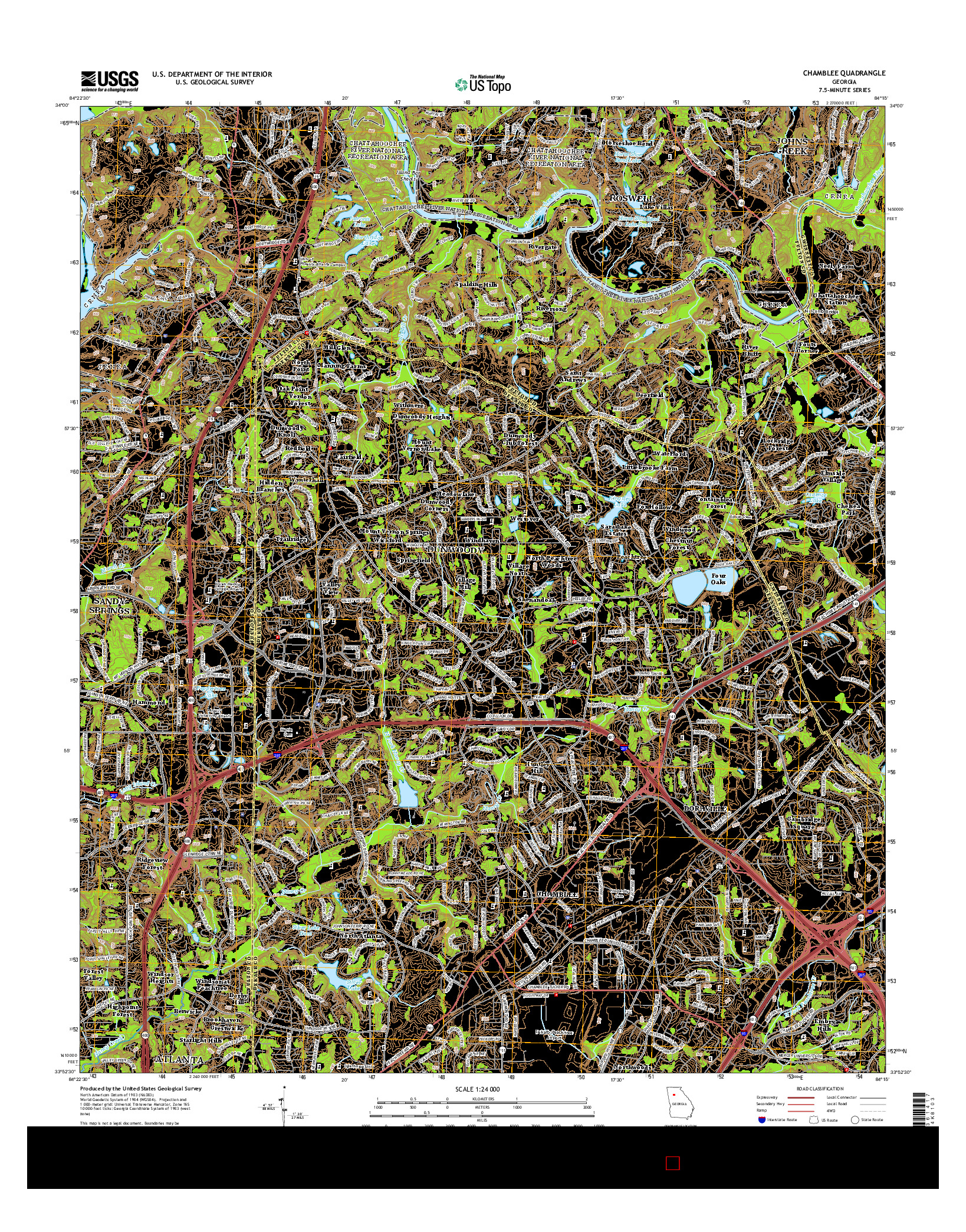 USGS US TOPO 7.5-MINUTE MAP FOR CHAMBLEE, GA 2014