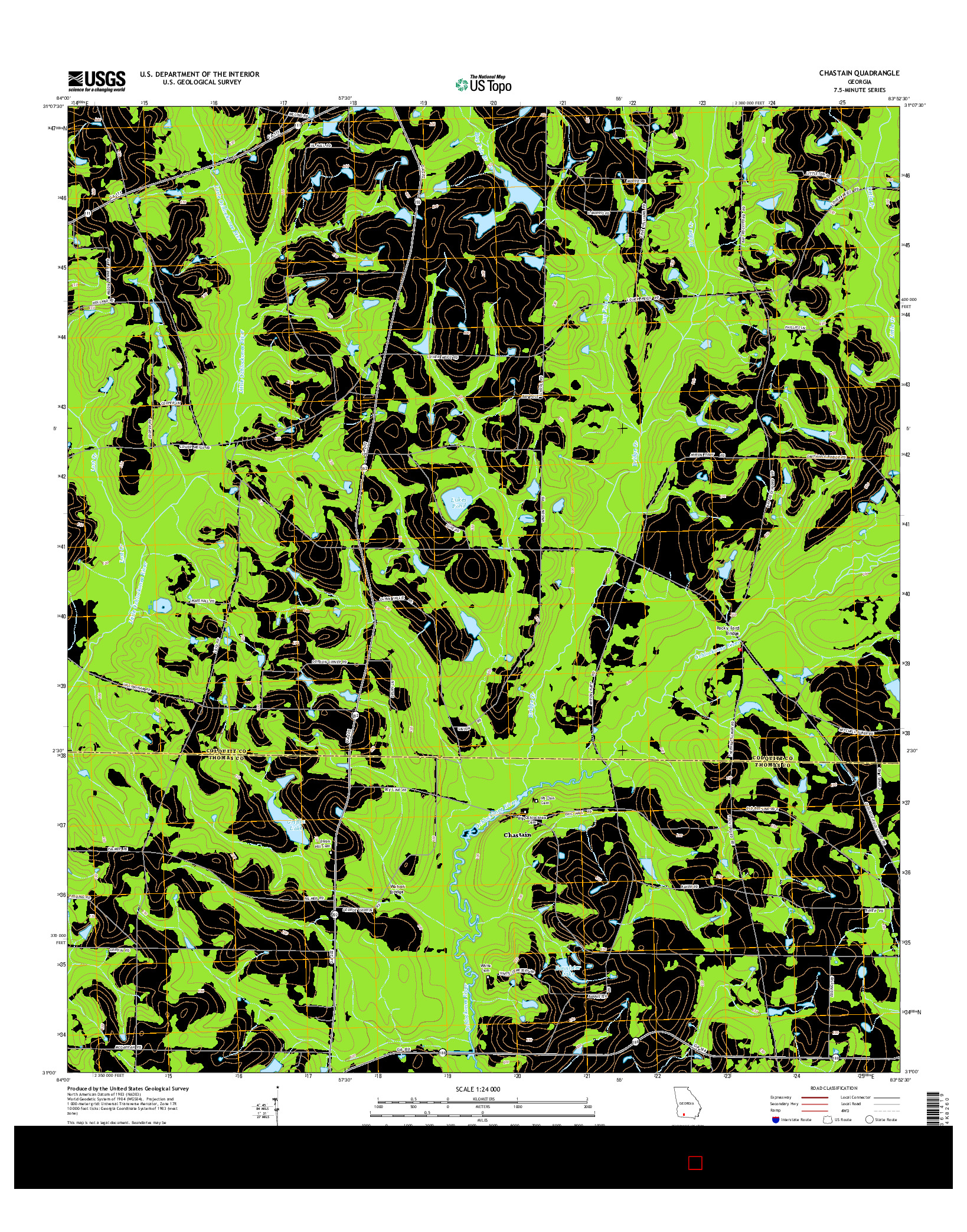 USGS US TOPO 7.5-MINUTE MAP FOR CHASTAIN, GA 2014