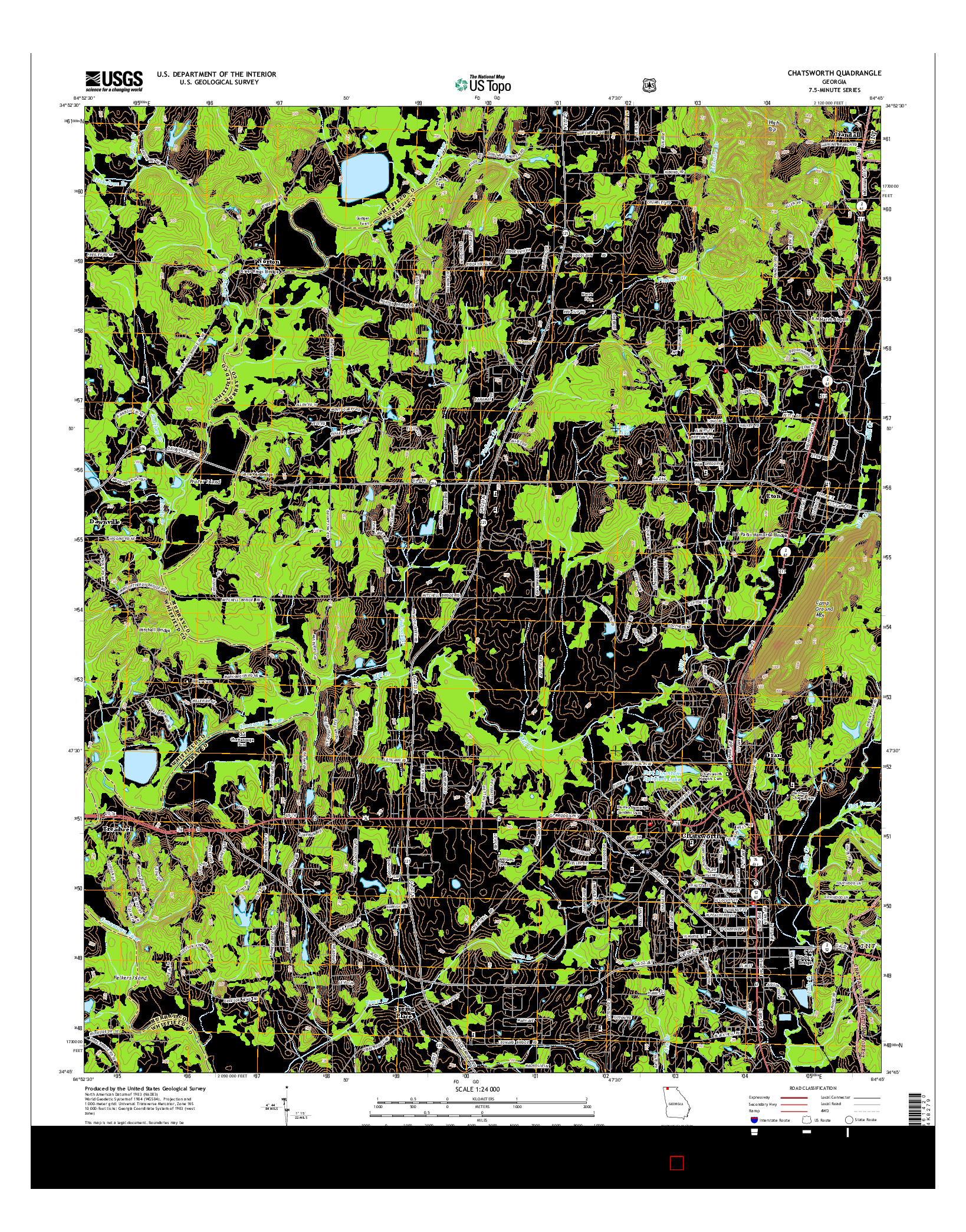 USGS US TOPO 7.5-MINUTE MAP FOR CHATSWORTH, GA 2014