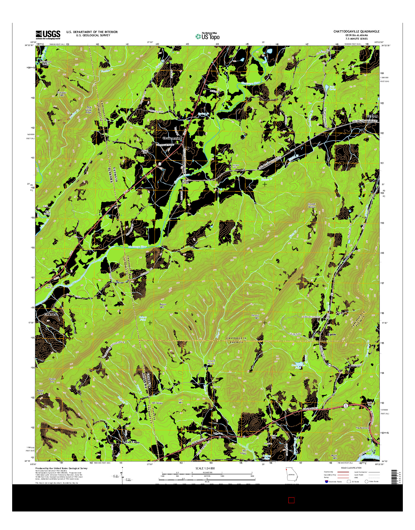 USGS US TOPO 7.5-MINUTE MAP FOR CHATTOOGAVILLE, GA-AL 2014