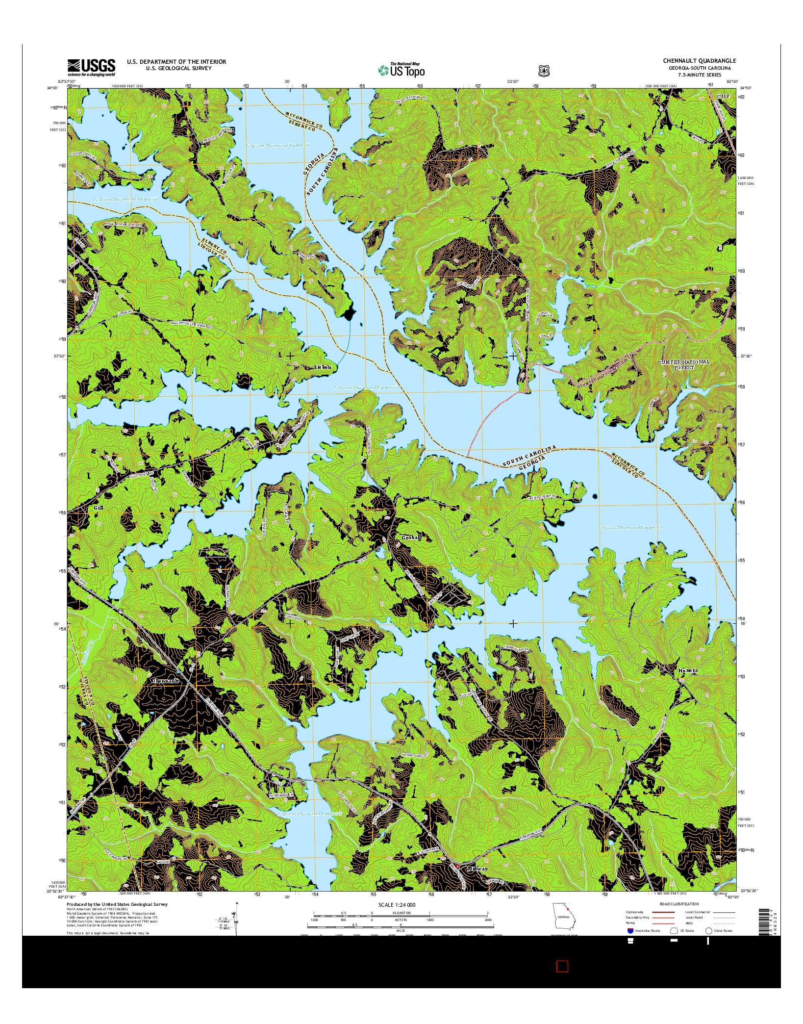 USGS US TOPO 7.5-MINUTE MAP FOR CHENNAULT, GA-SC 2014