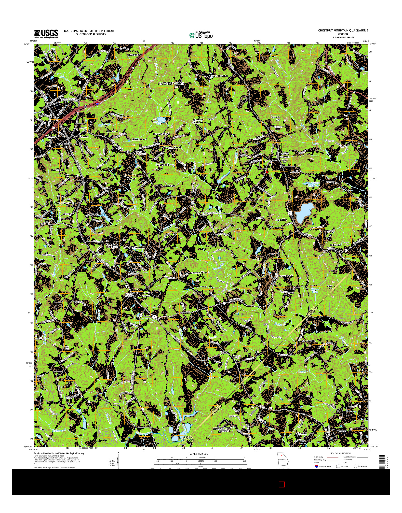 USGS US TOPO 7.5-MINUTE MAP FOR CHESTNUT MOUNTAIN, GA 2014