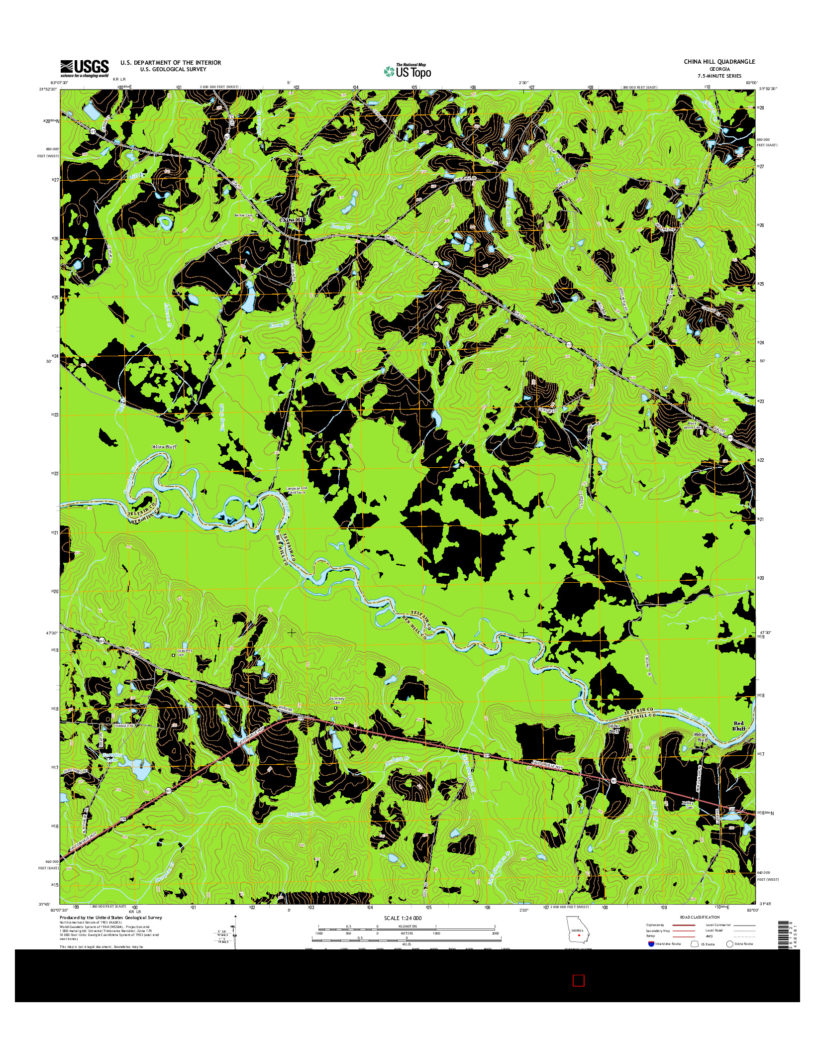 USGS US TOPO 7.5-MINUTE MAP FOR CHINA HILL, GA 2014