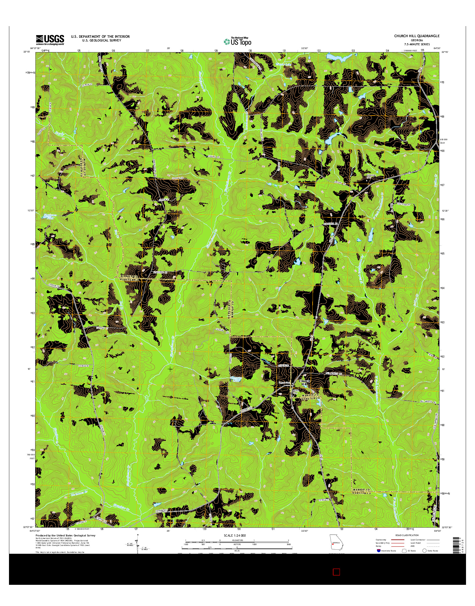 USGS US TOPO 7.5-MINUTE MAP FOR CHURCH HILL, GA 2014