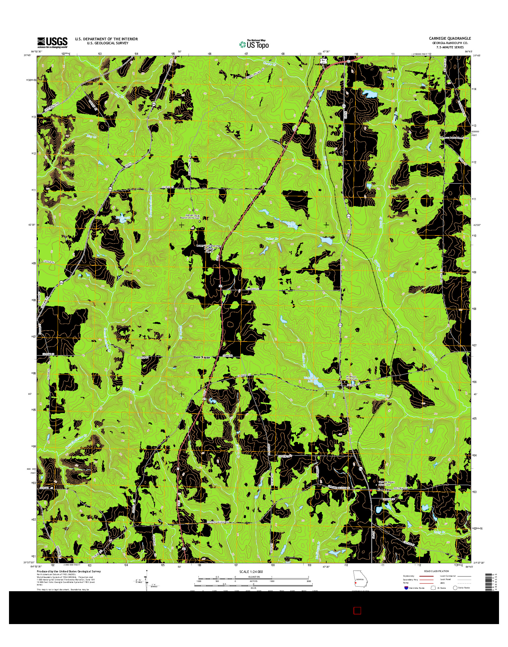 USGS US TOPO 7.5-MINUTE MAP FOR CARNEGIE, GA 2014