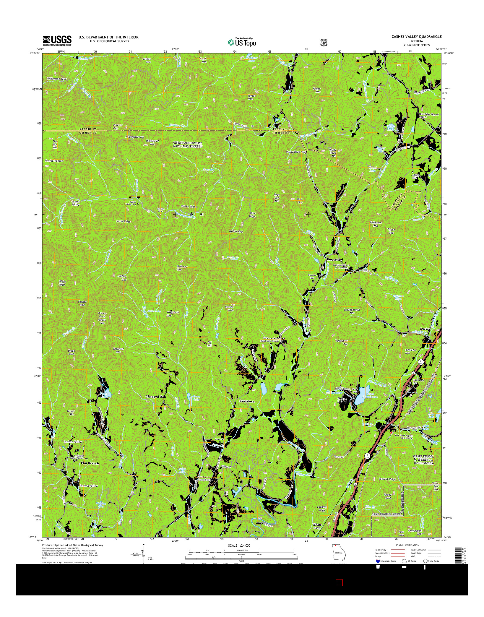 USGS US TOPO 7.5-MINUTE MAP FOR CASHES VALLEY, GA 2014