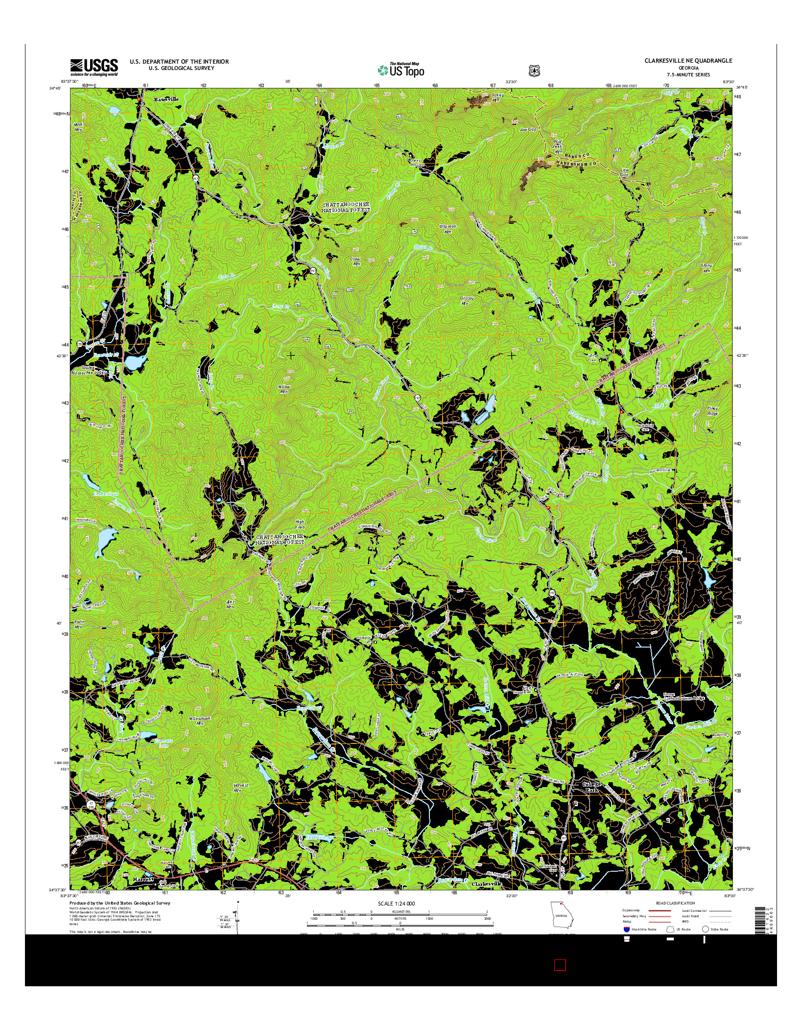 USGS US TOPO 7.5-MINUTE MAP FOR CLARKESVILLE NE, GA 2014