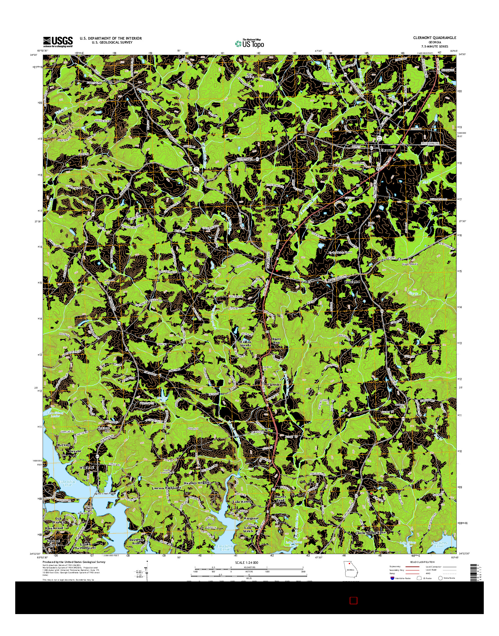 USGS US TOPO 7.5-MINUTE MAP FOR CLERMONT, GA 2014