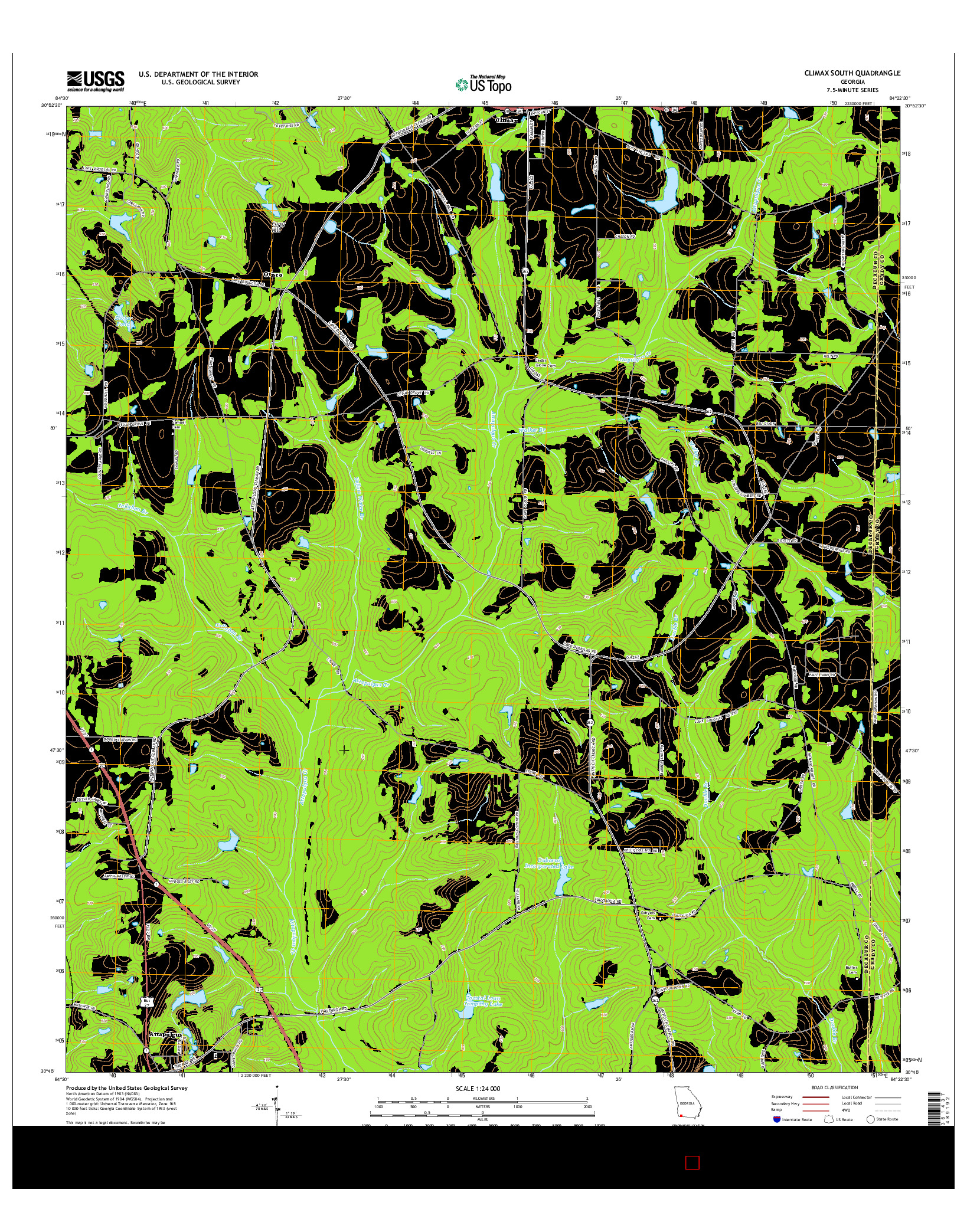 USGS US TOPO 7.5-MINUTE MAP FOR CLIMAX SOUTH, GA 2014