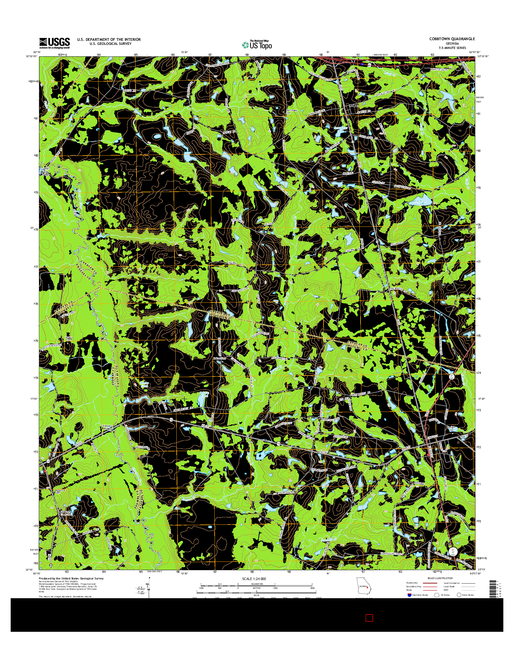 USGS US TOPO 7.5-MINUTE MAP FOR COBBTOWN, GA 2014