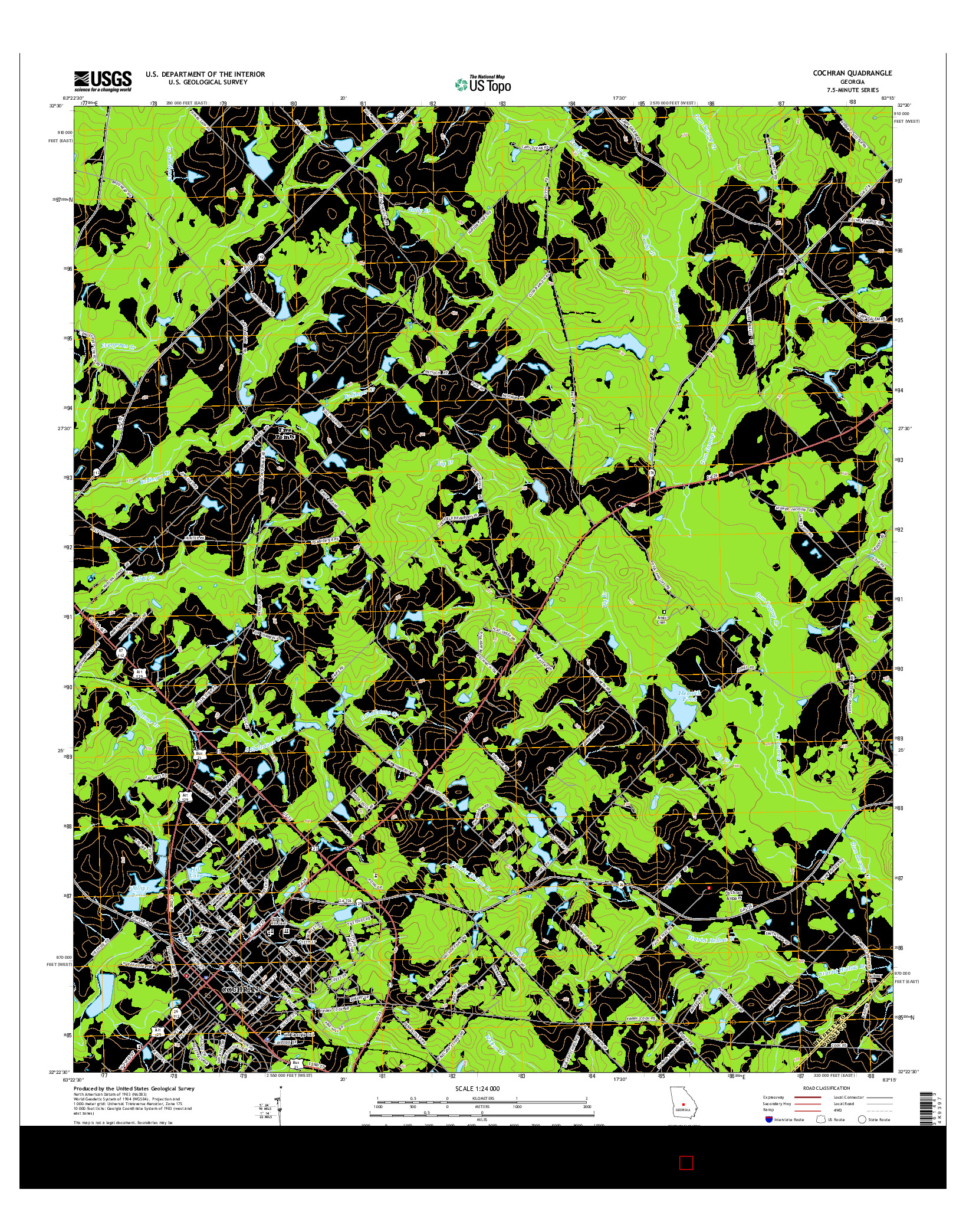 USGS US TOPO 7.5-MINUTE MAP FOR COCHRAN, GA 2014