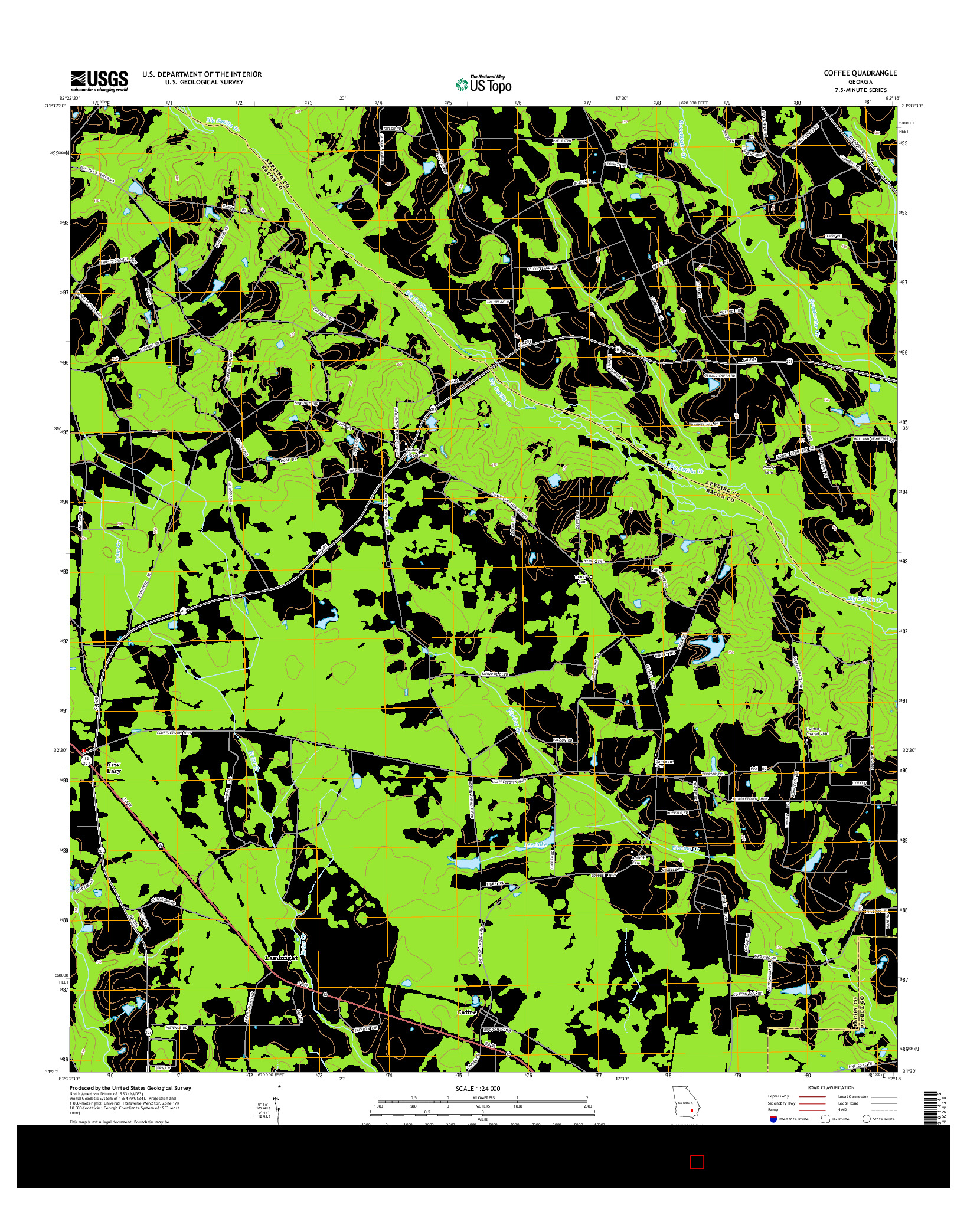 USGS US TOPO 7.5-MINUTE MAP FOR COFFEE, GA 2014