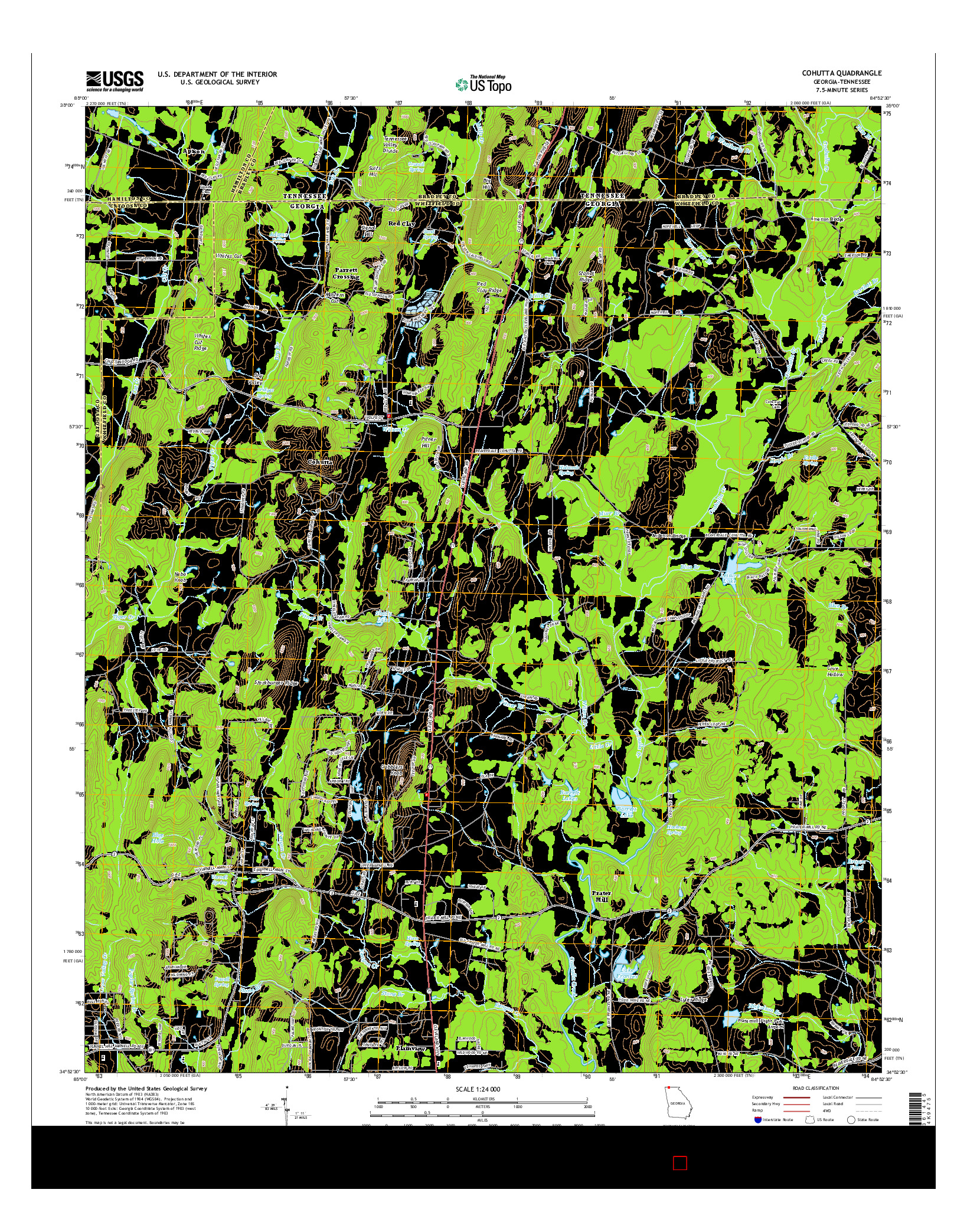 USGS US TOPO 7.5-MINUTE MAP FOR COHUTTA, GA-TN 2014