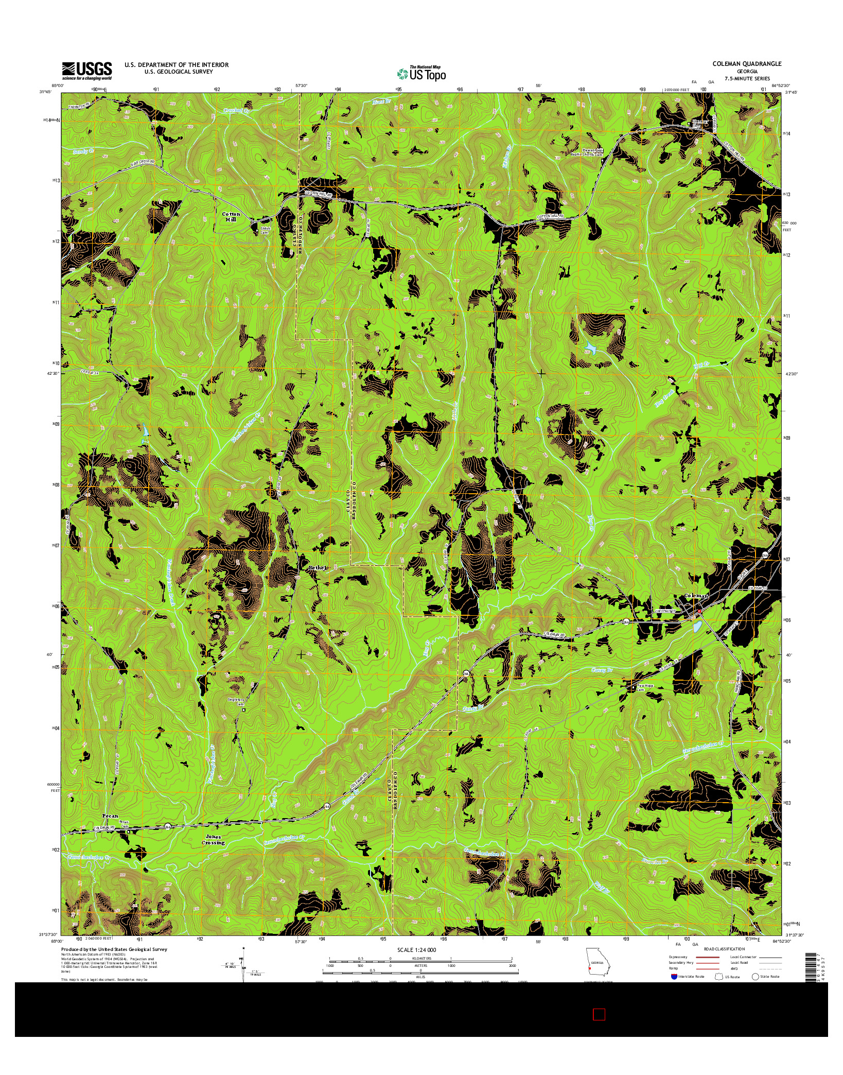 USGS US TOPO 7.5-MINUTE MAP FOR COLEMAN, GA 2014