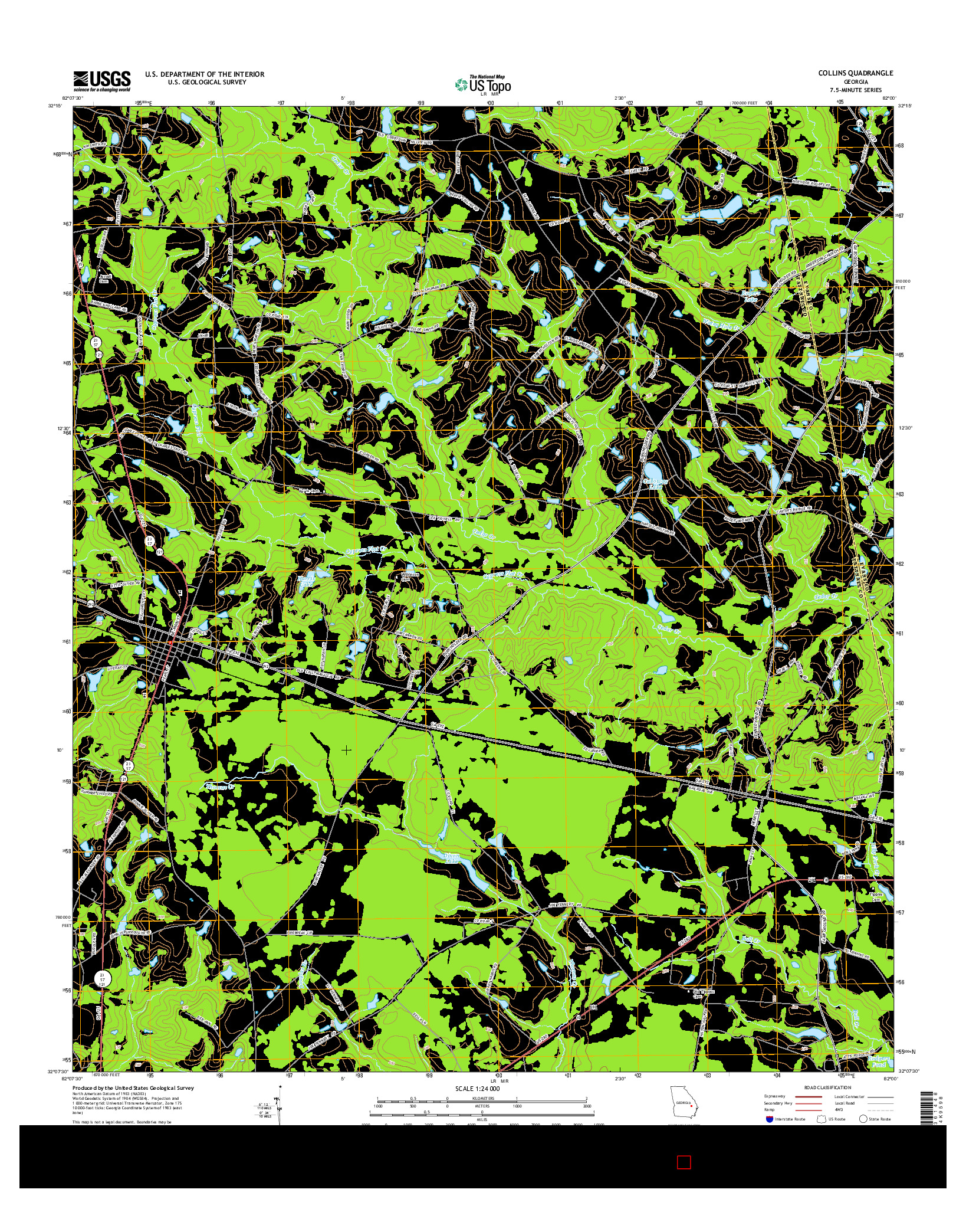 USGS US TOPO 7.5-MINUTE MAP FOR COLLINS, GA 2014