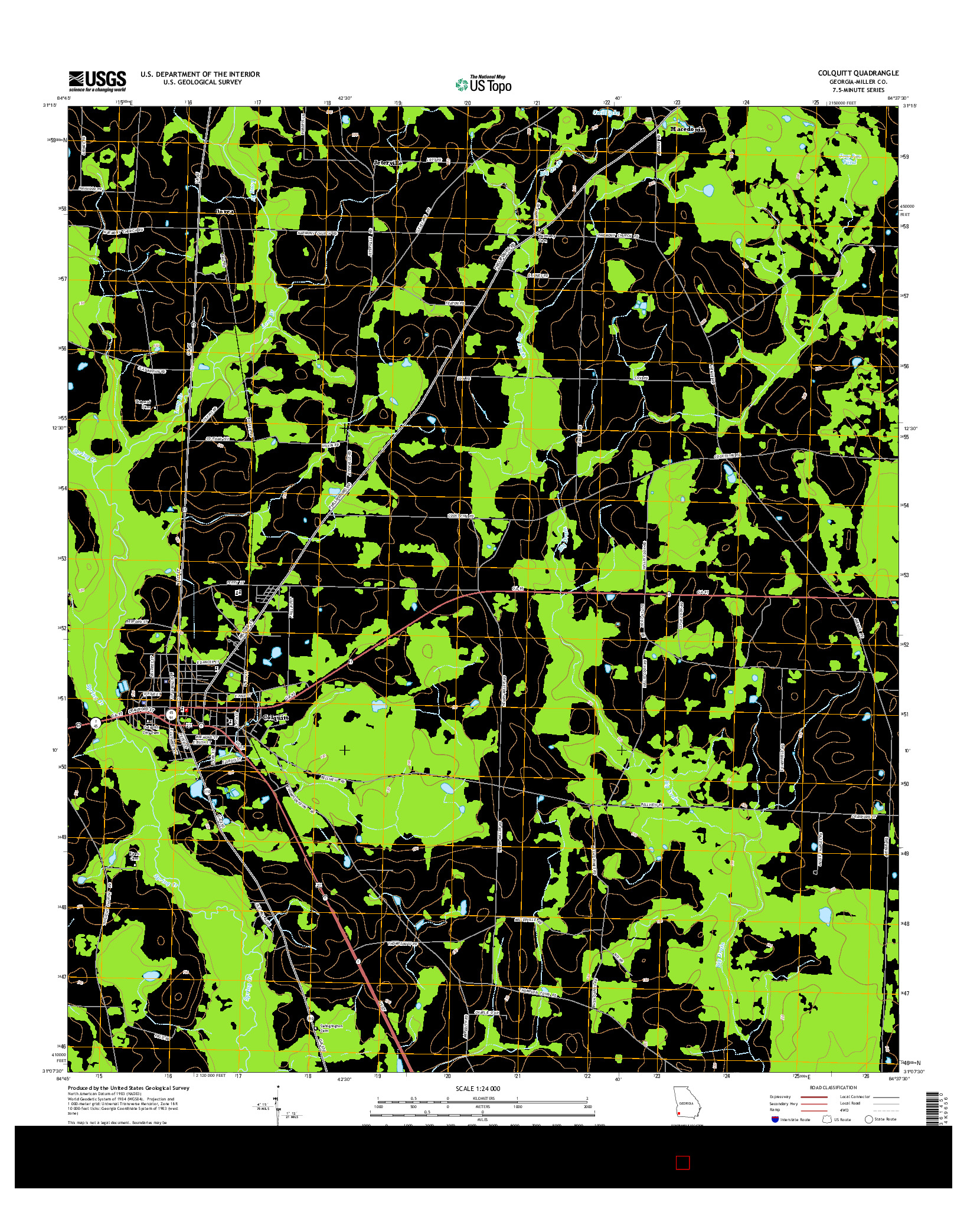 USGS US TOPO 7.5-MINUTE MAP FOR COLQUITT, GA 2014