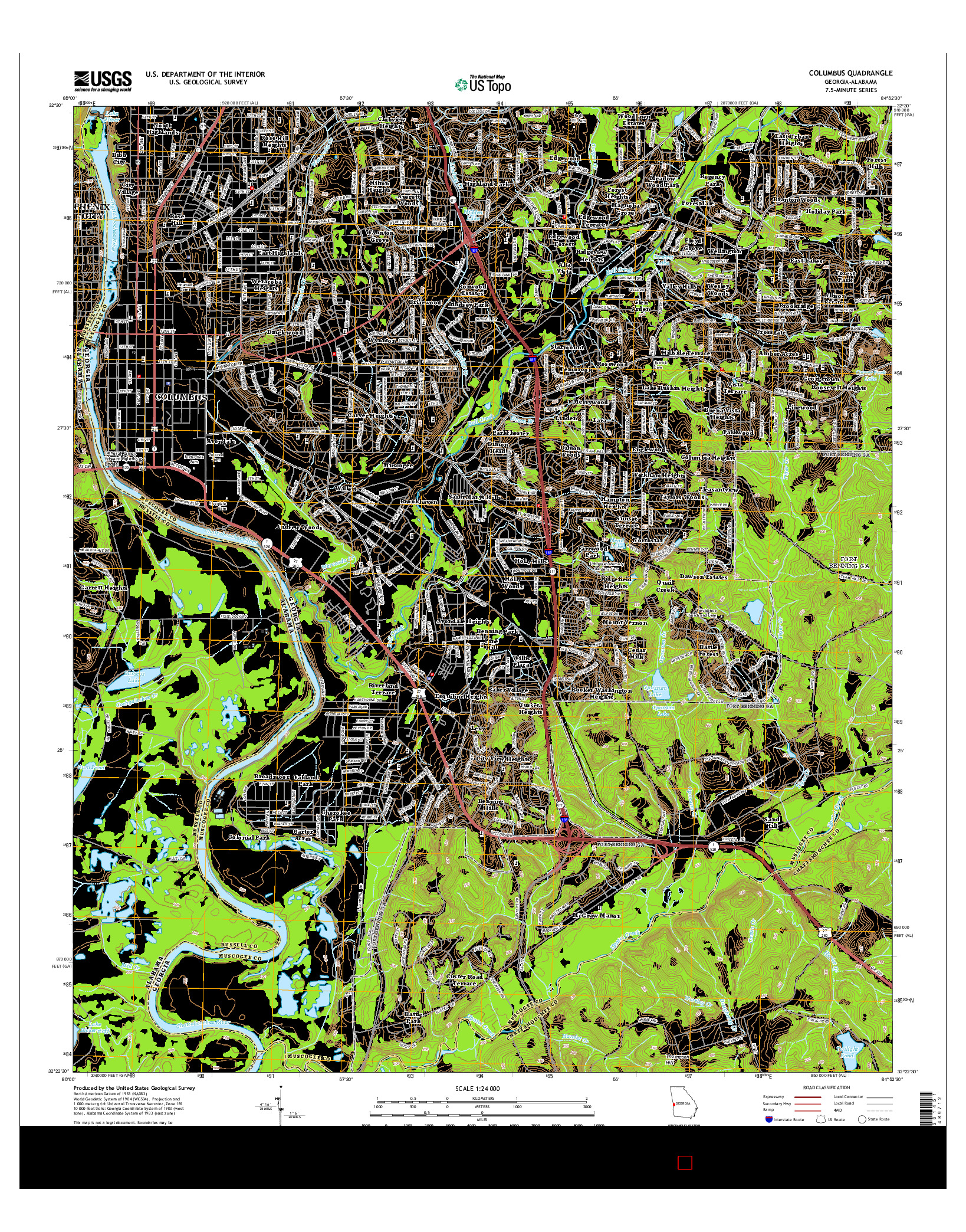 USGS US TOPO 7.5-MINUTE MAP FOR COLUMBUS, GA-AL 2014