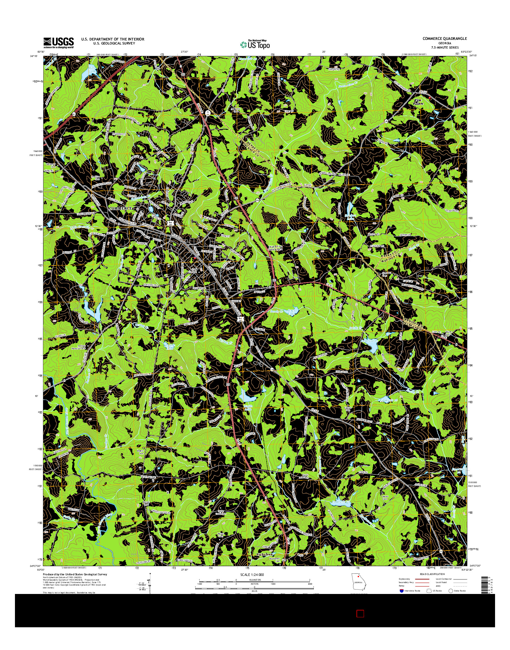 USGS US TOPO 7.5-MINUTE MAP FOR COMMERCE, GA 2014