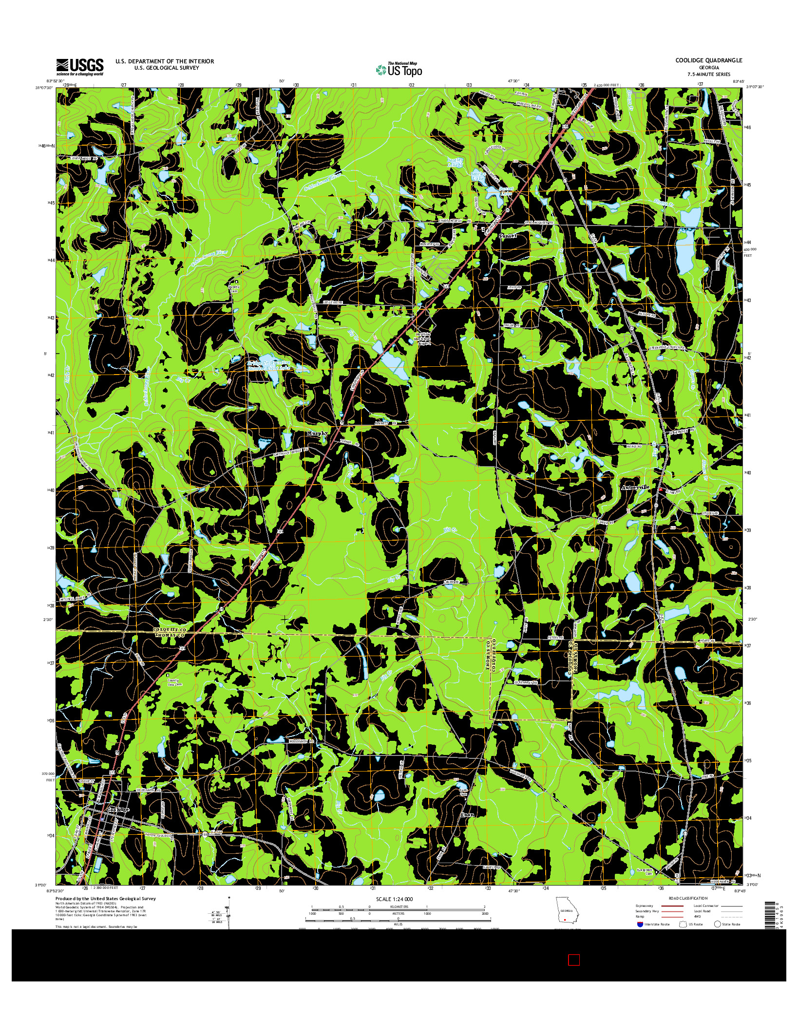 USGS US TOPO 7.5-MINUTE MAP FOR COOLIDGE, GA 2014