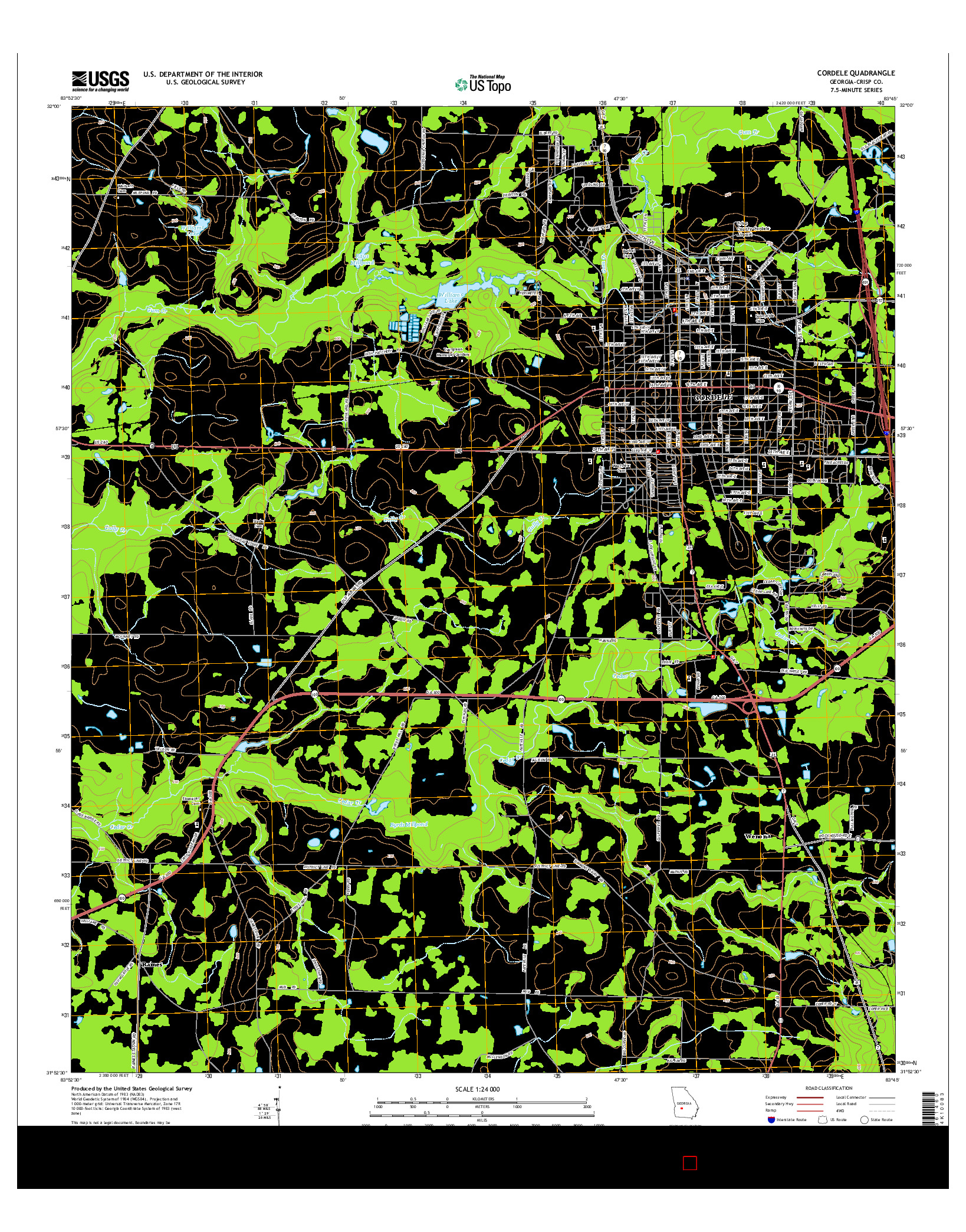 USGS US TOPO 7.5-MINUTE MAP FOR CORDELE, GA 2014