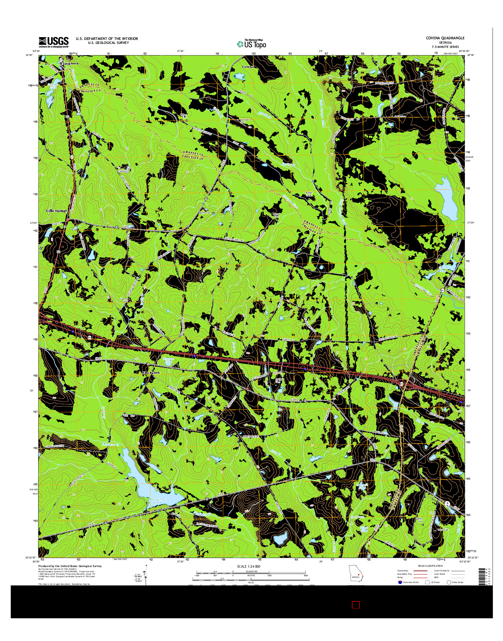 USGS US TOPO 7.5-MINUTE MAP FOR COVENA, GA 2014