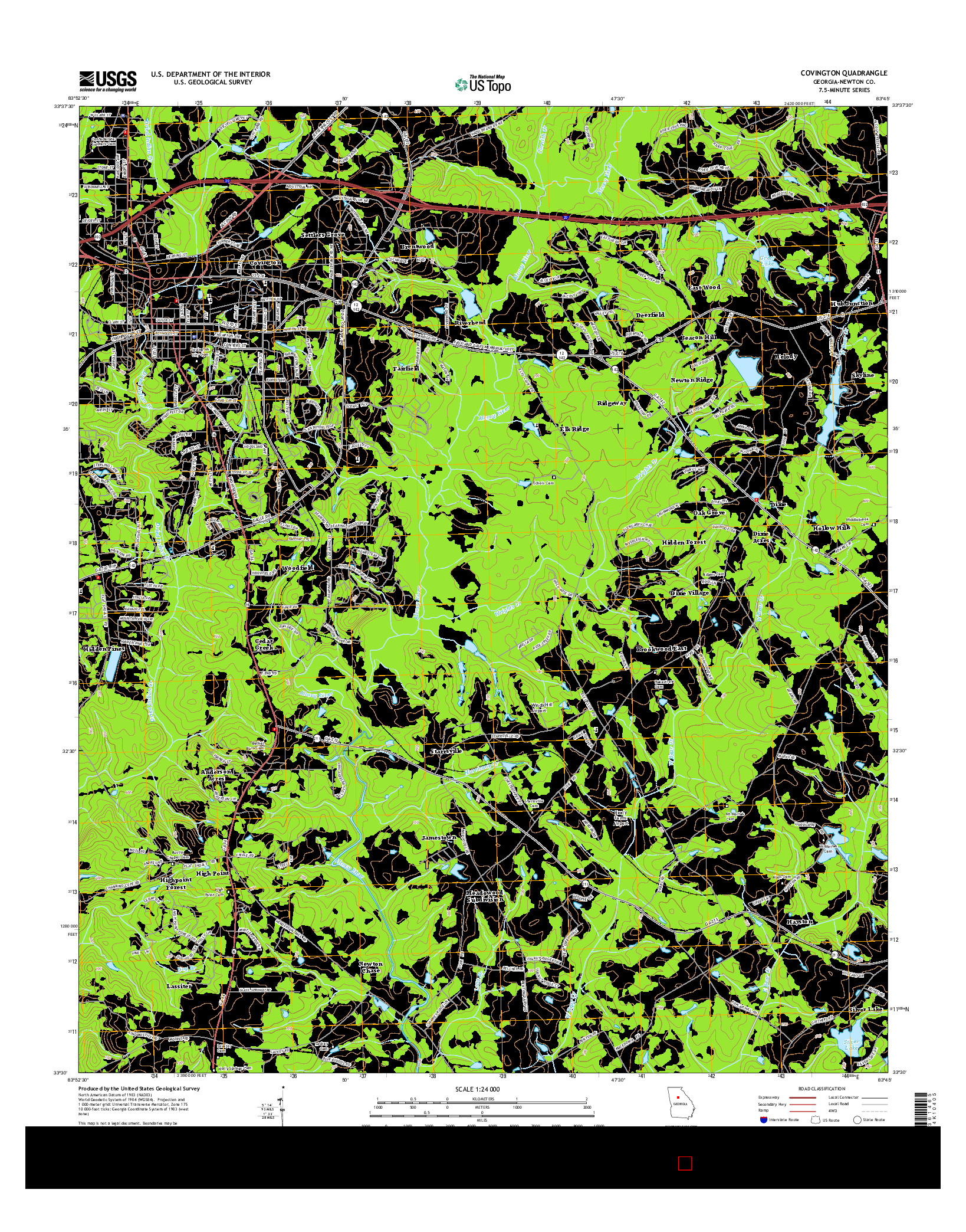 USGS US TOPO 7.5-MINUTE MAP FOR COVINGTON, GA 2014