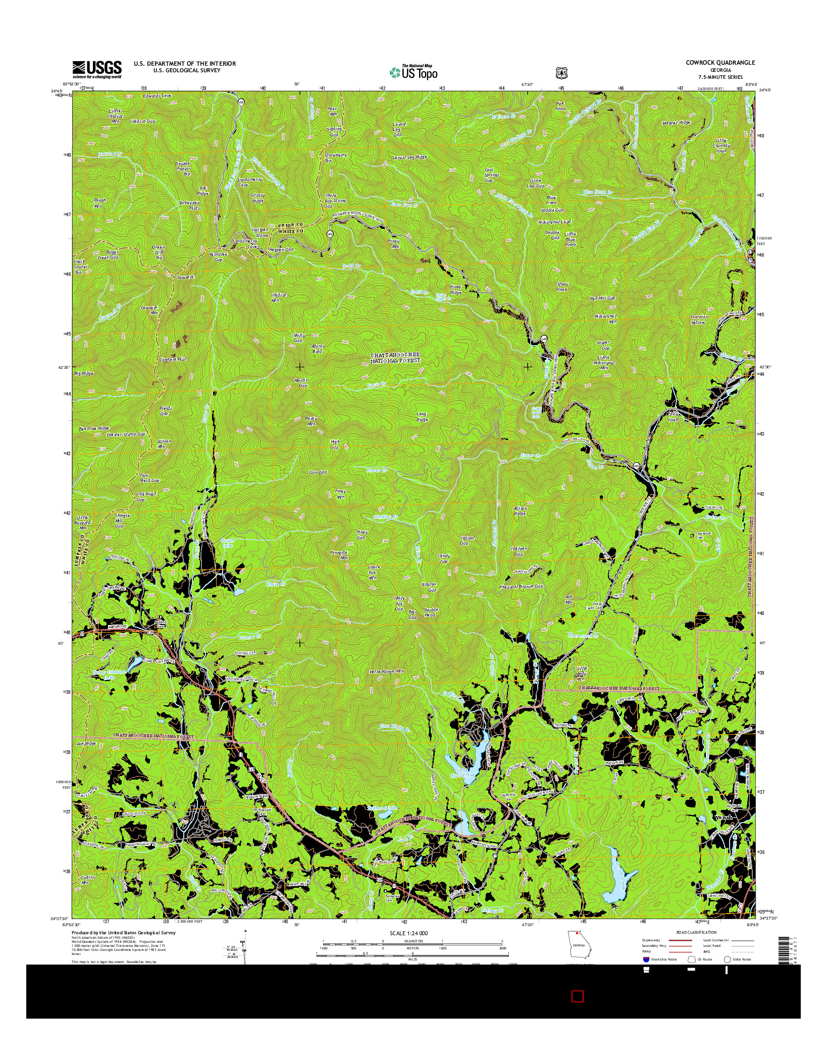 USGS US TOPO 7.5-MINUTE MAP FOR COWROCK, GA 2014