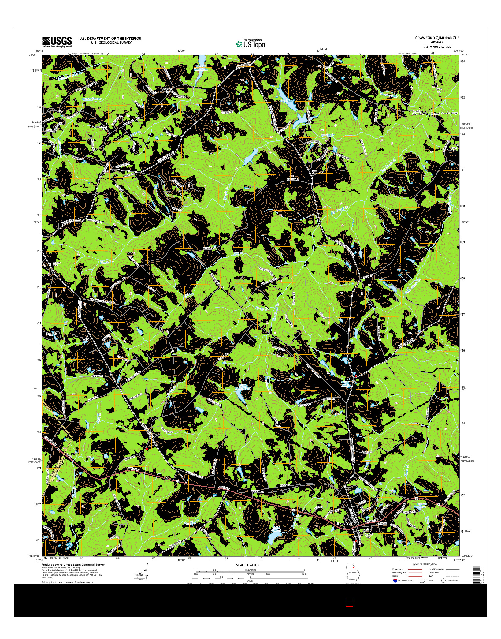 USGS US TOPO 7.5-MINUTE MAP FOR CRAWFORD, GA 2014