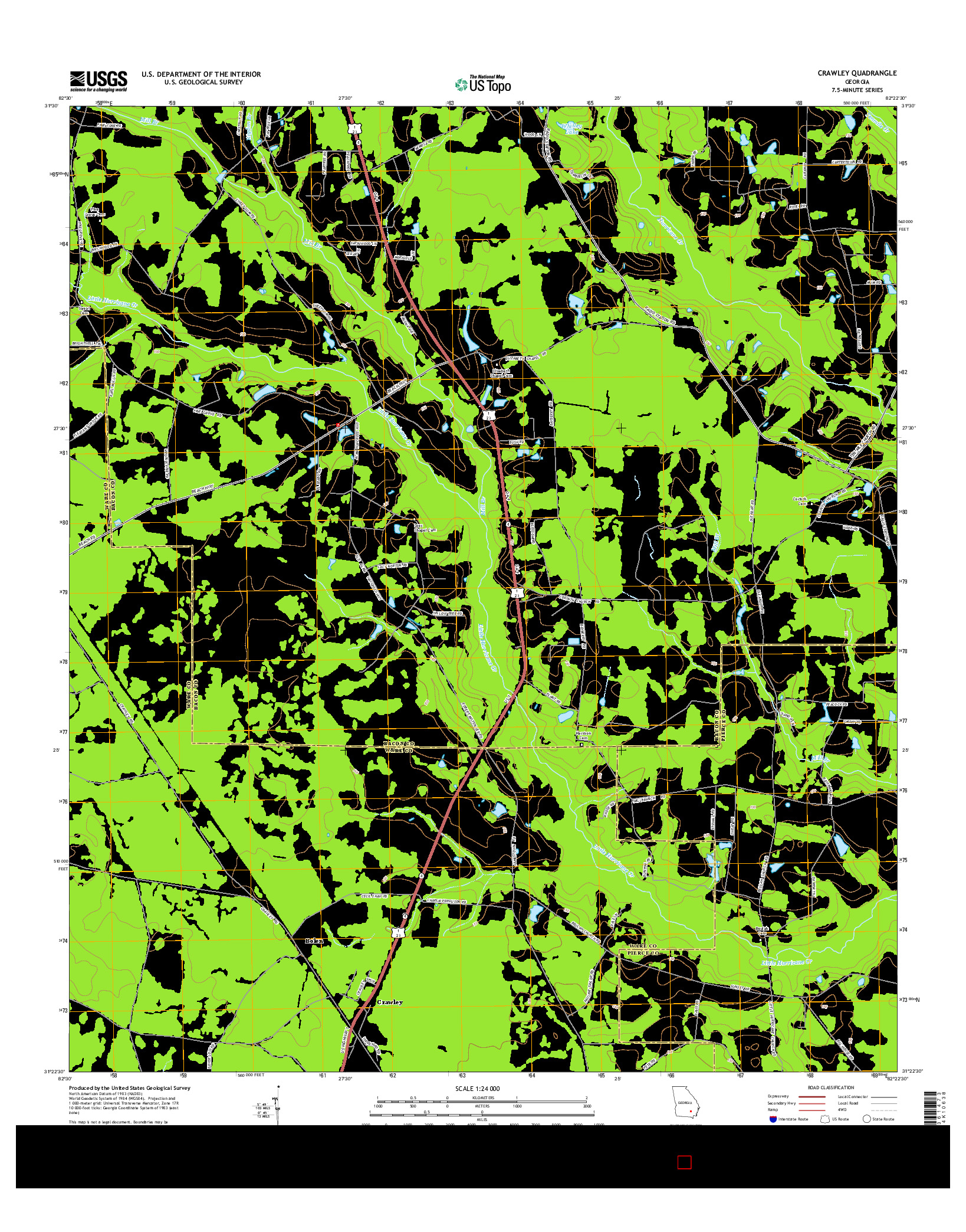 USGS US TOPO 7.5-MINUTE MAP FOR CRAWLEY, GA 2014