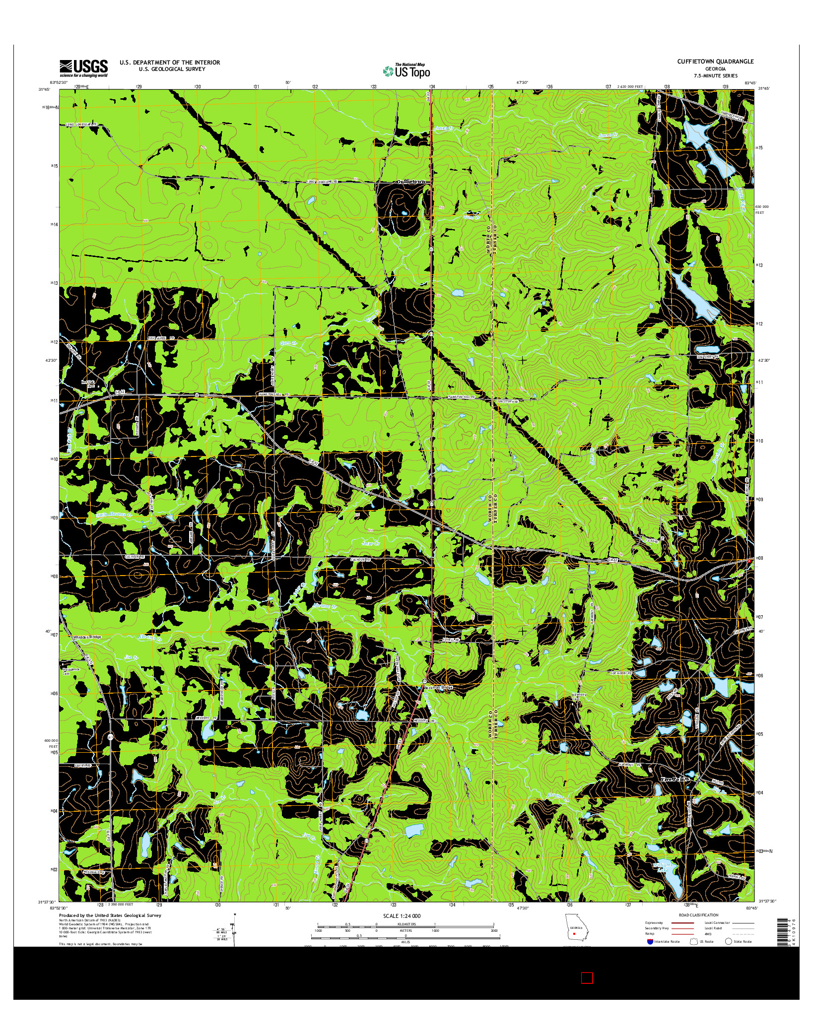 USGS US TOPO 7.5-MINUTE MAP FOR CUFFIETOWN, GA 2014