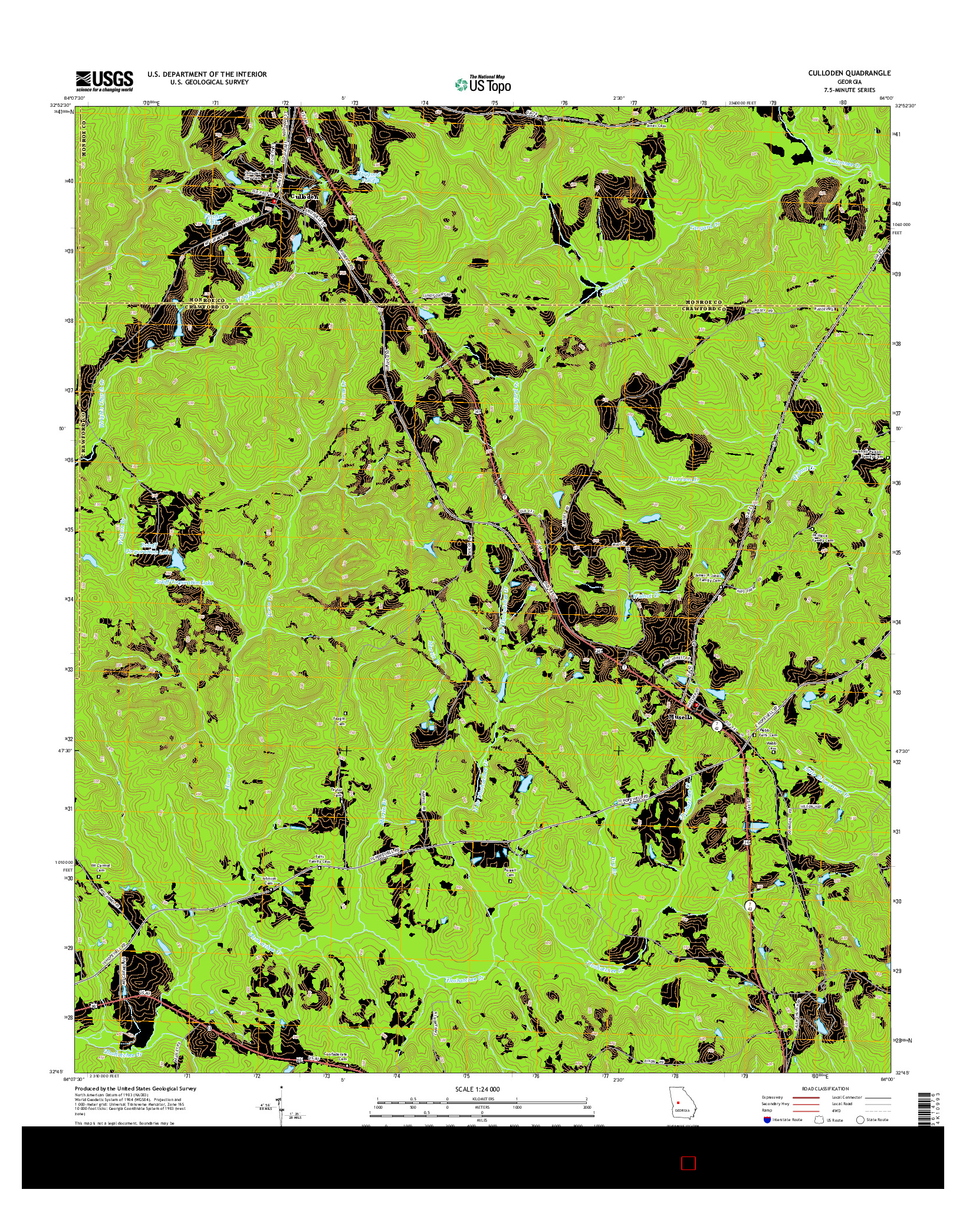 USGS US TOPO 7.5-MINUTE MAP FOR CULLODEN, GA 2014