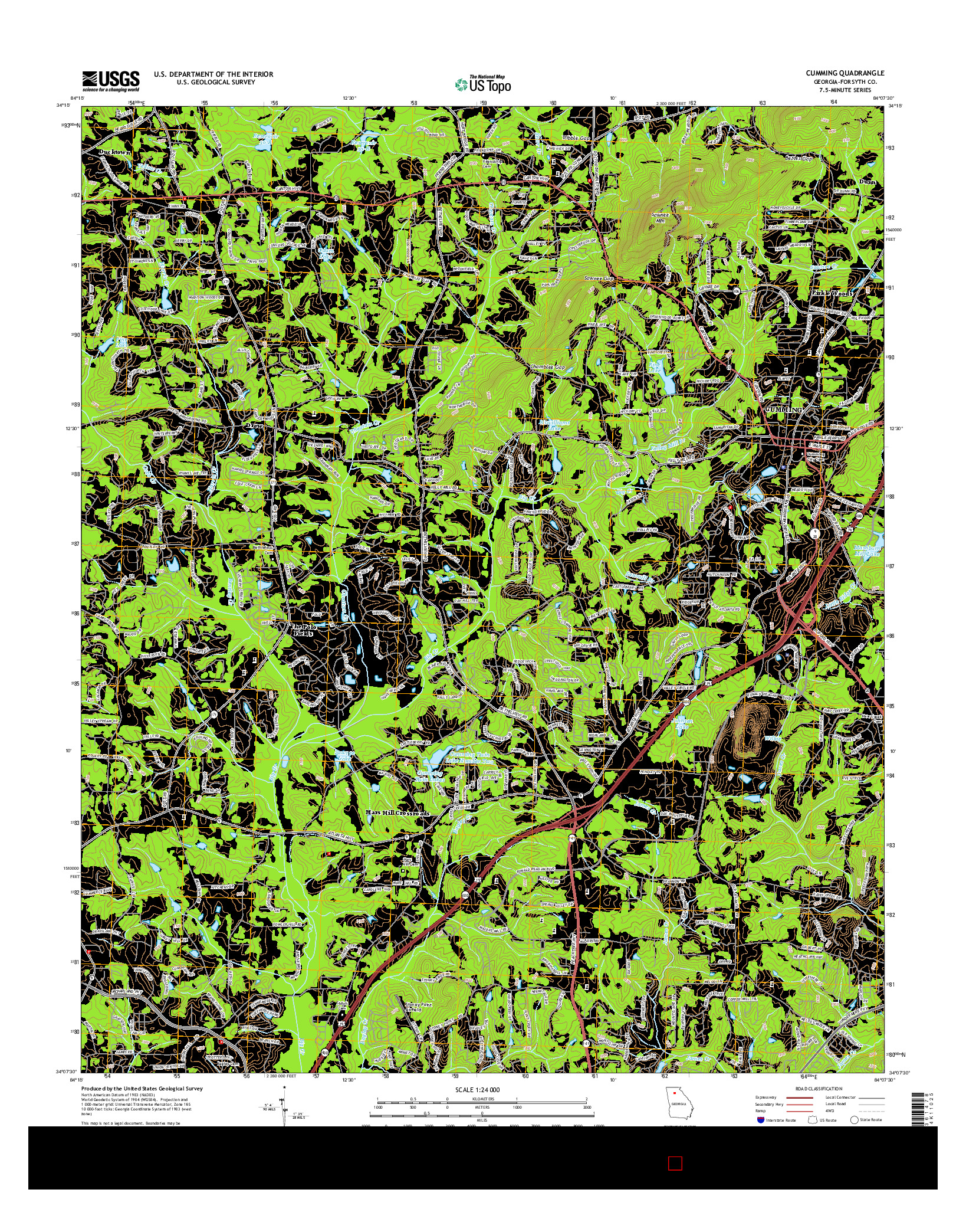 USGS US TOPO 7.5-MINUTE MAP FOR CUMMING, GA 2014