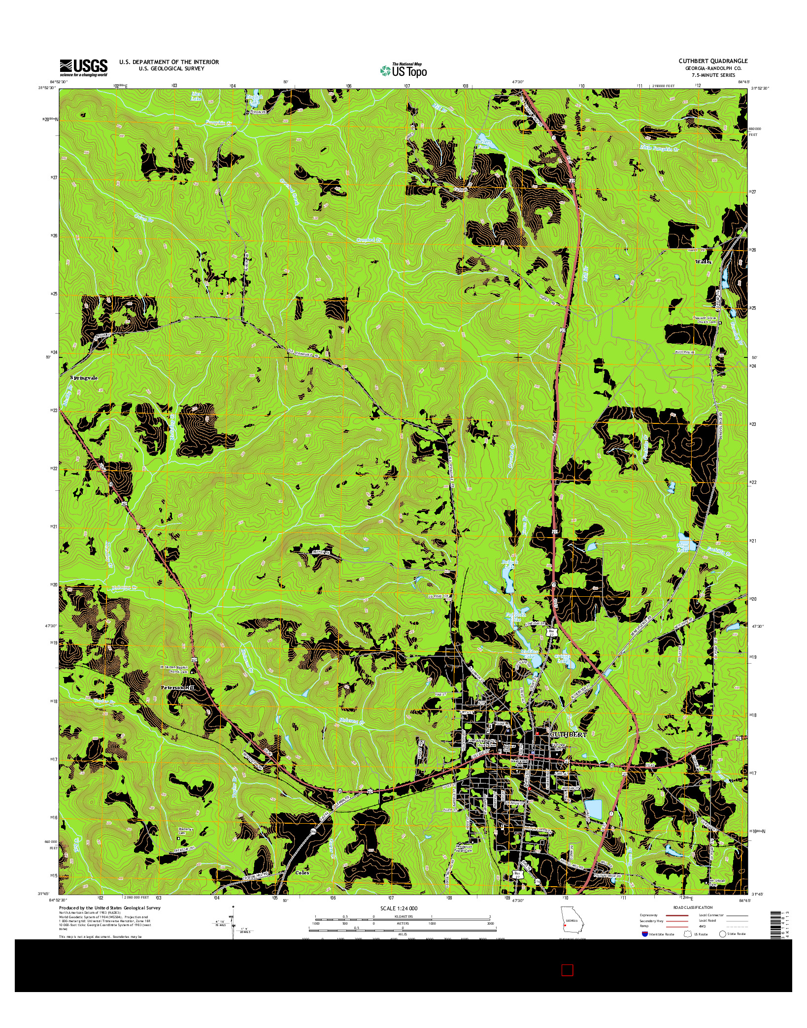 USGS US TOPO 7.5-MINUTE MAP FOR CUTHBERT, GA 2014