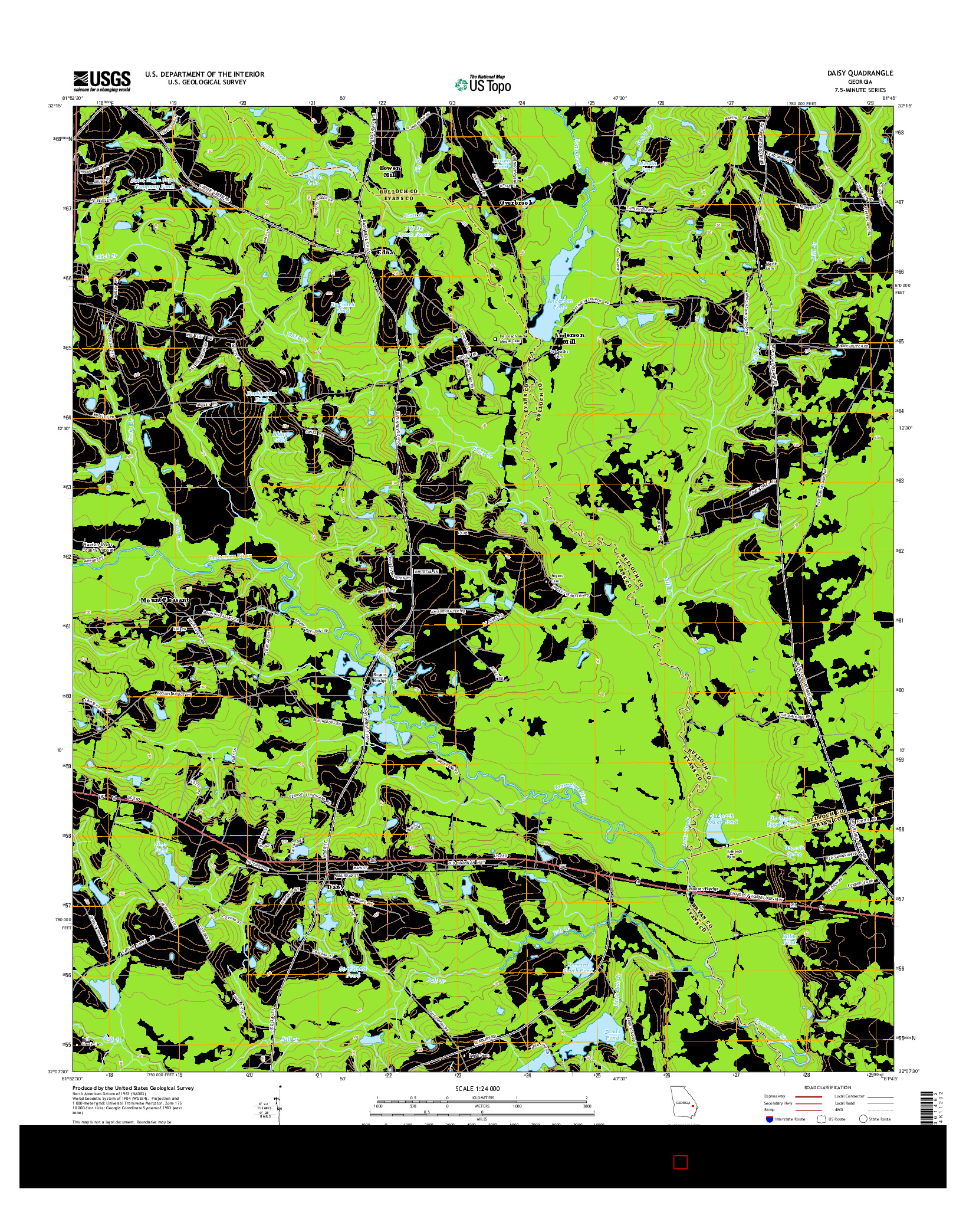 USGS US TOPO 7.5-MINUTE MAP FOR DAISY, GA 2014