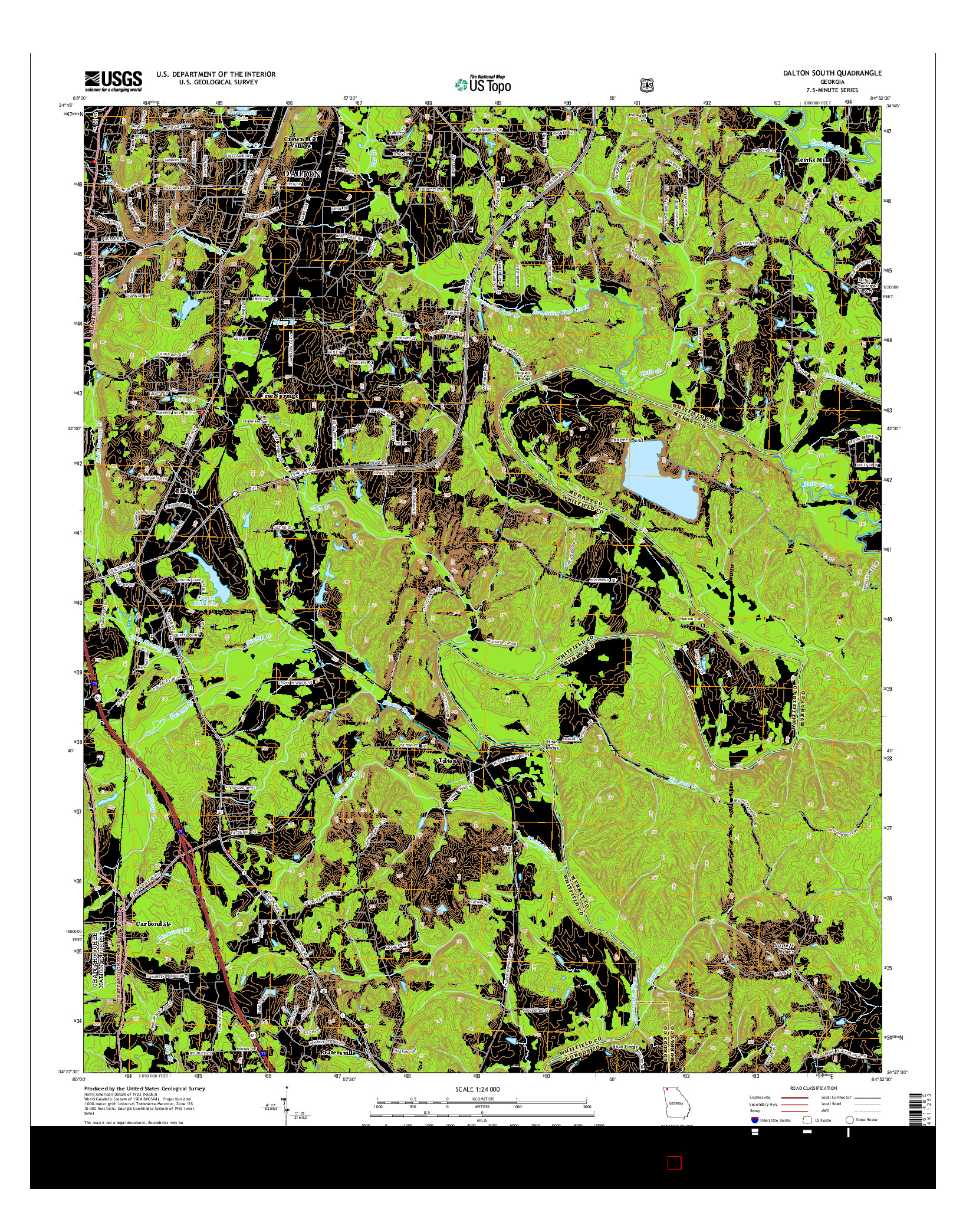 USGS US TOPO 7.5-MINUTE MAP FOR DALTON SOUTH, GA 2014