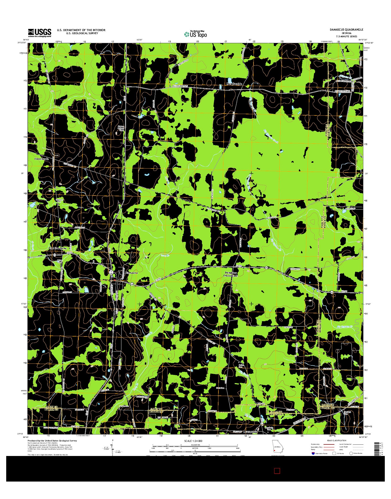 USGS US TOPO 7.5-MINUTE MAP FOR DAMASCUS, GA 2014