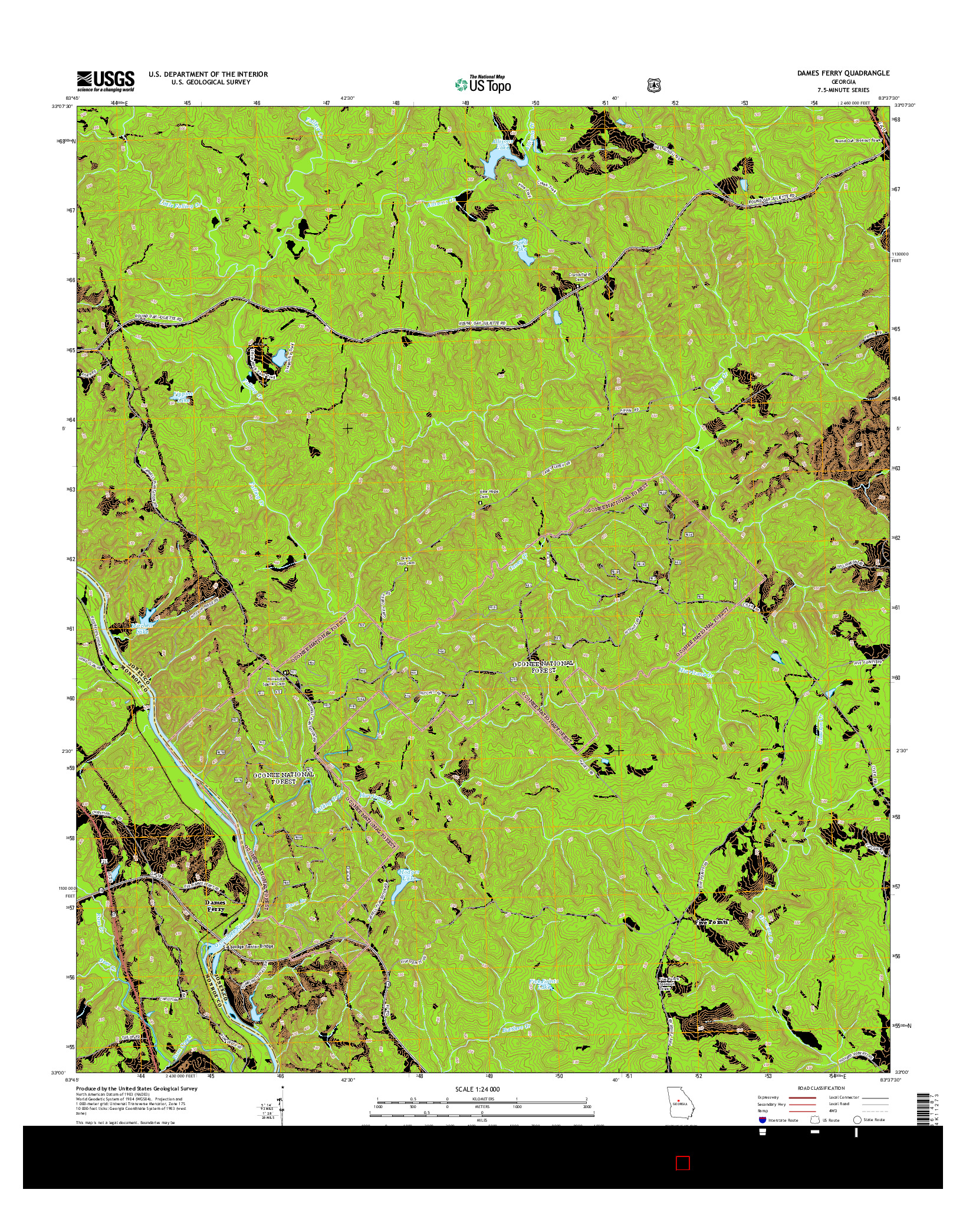 USGS US TOPO 7.5-MINUTE MAP FOR DAMES FERRY, GA 2014