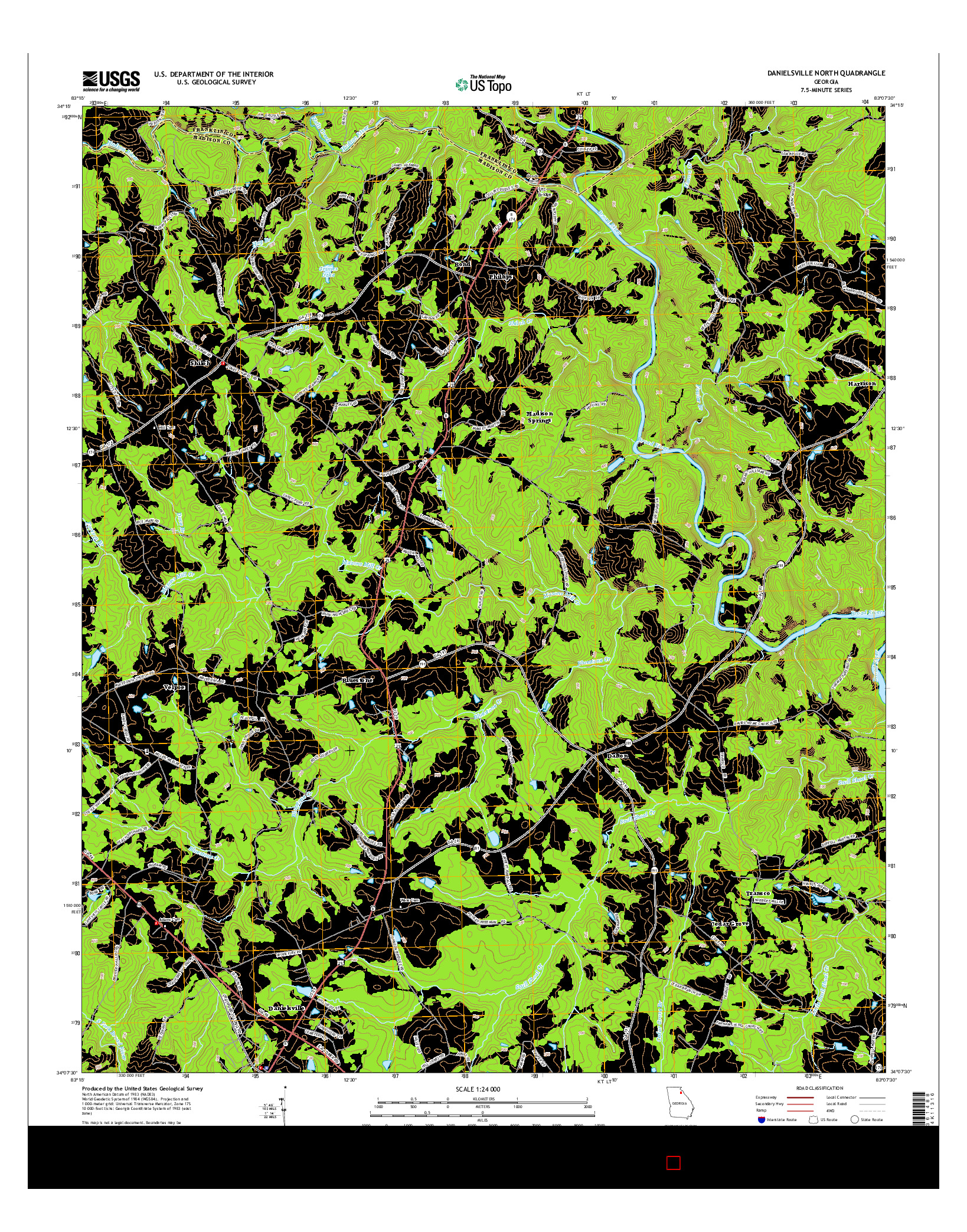 USGS US TOPO 7.5-MINUTE MAP FOR DANIELSVILLE NORTH, GA 2014