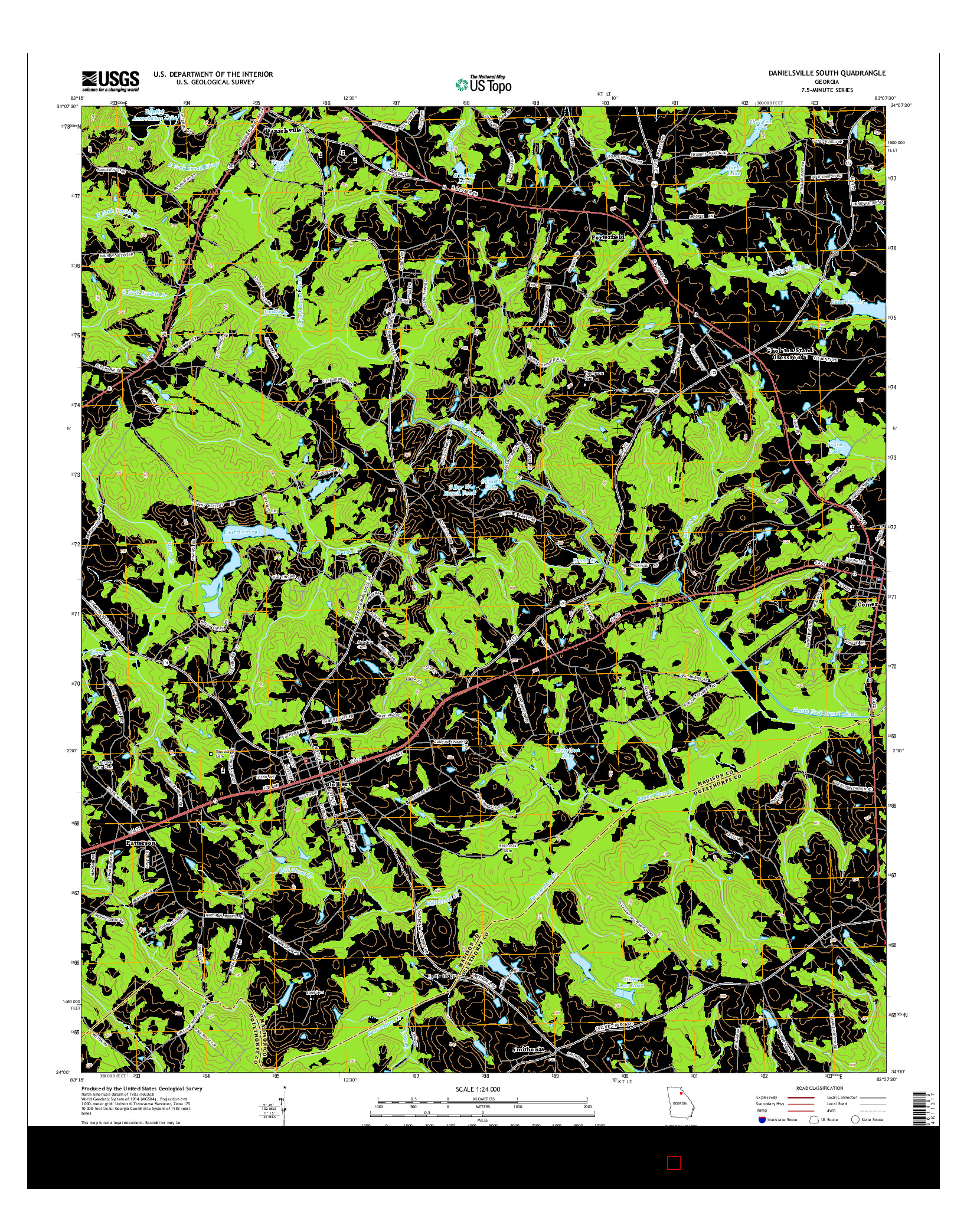 USGS US TOPO 7.5-MINUTE MAP FOR DANIELSVILLE SOUTH, GA 2014