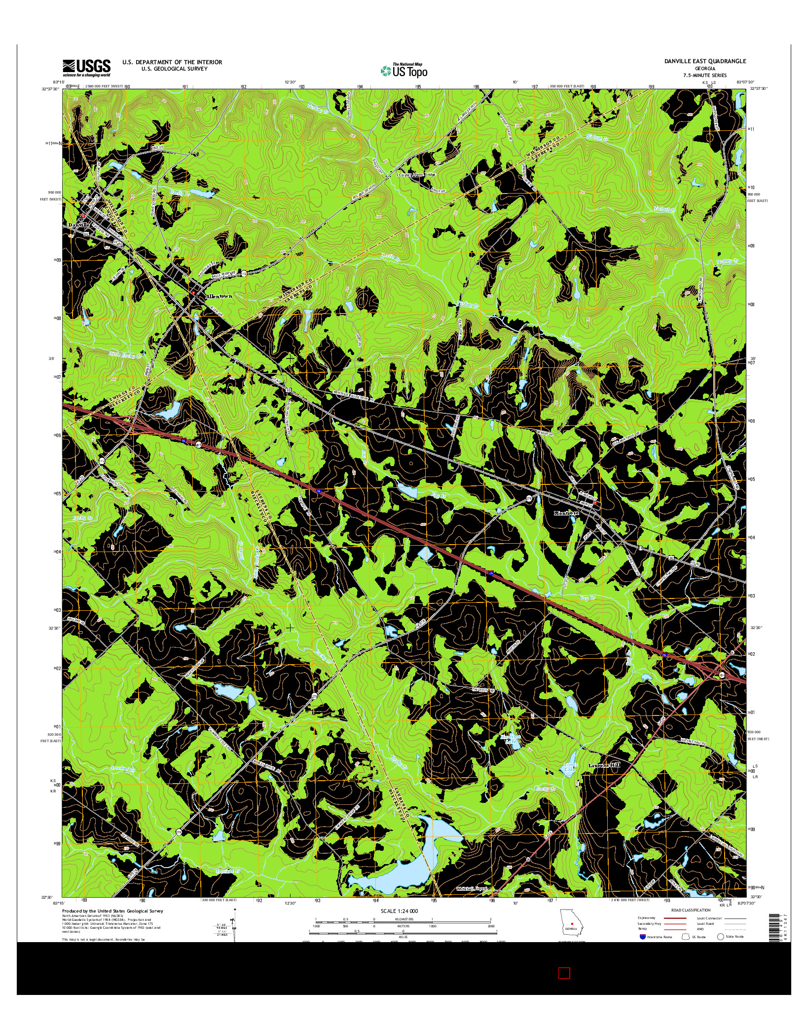 USGS US TOPO 7.5-MINUTE MAP FOR DANVILLE EAST, GA 2014