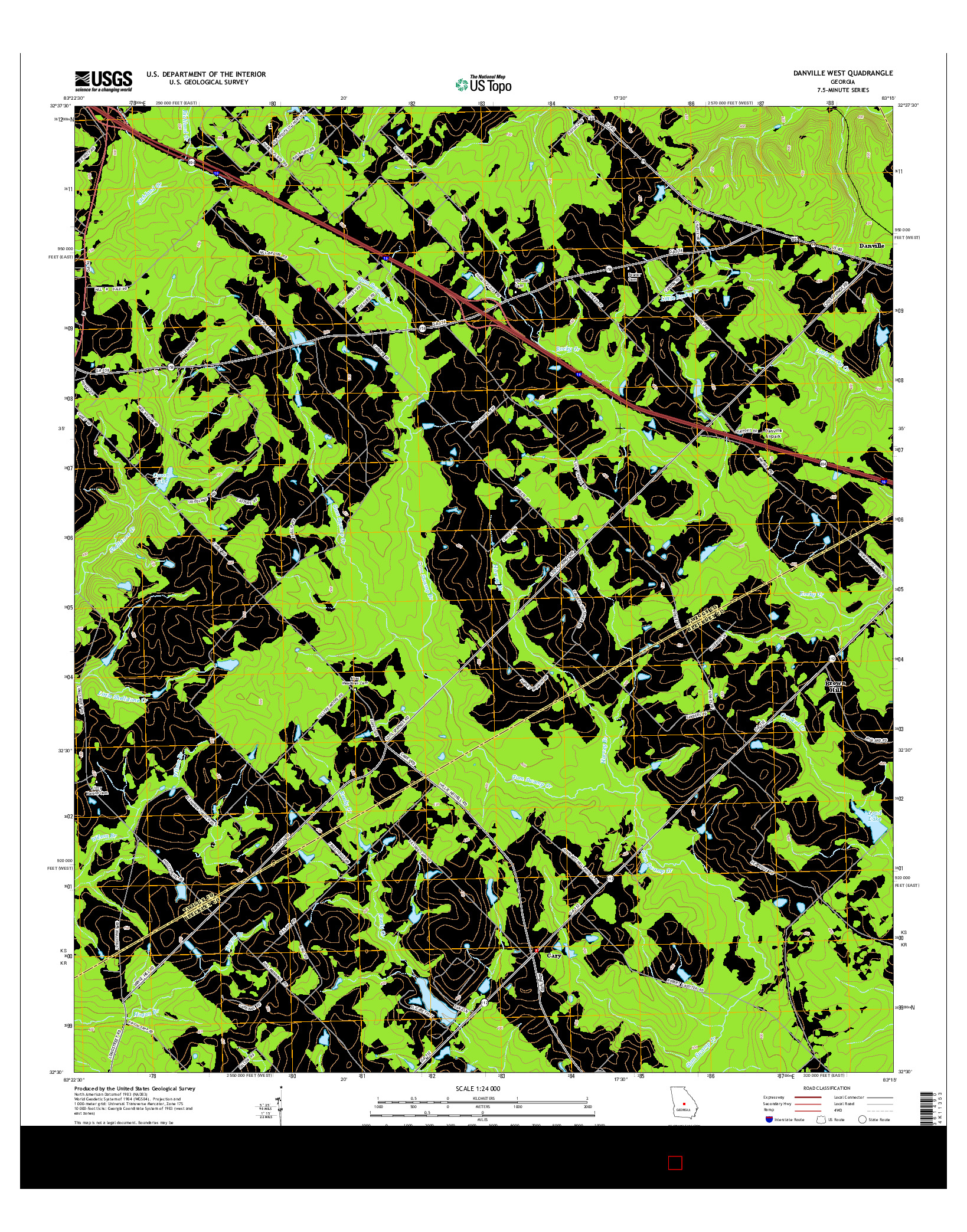 USGS US TOPO 7.5-MINUTE MAP FOR DANVILLE WEST, GA 2014