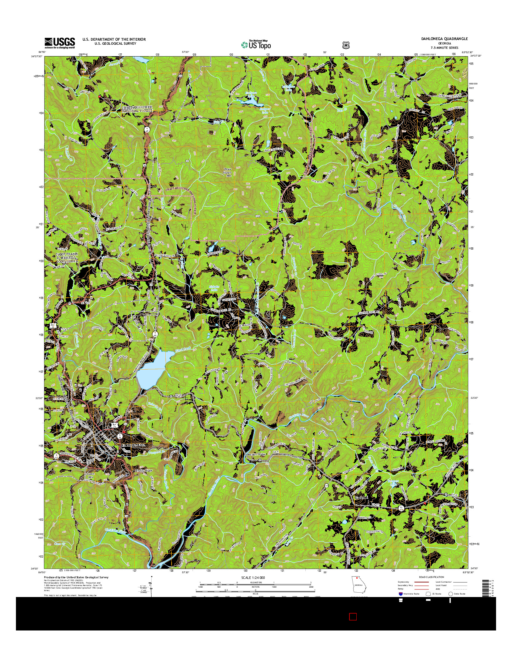 USGS US TOPO 7.5-MINUTE MAP FOR DAHLONEGA, GA 2014